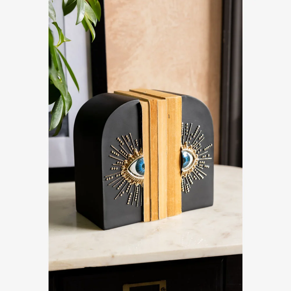Set of 2 Black Mystic Eye Bookends – image 1