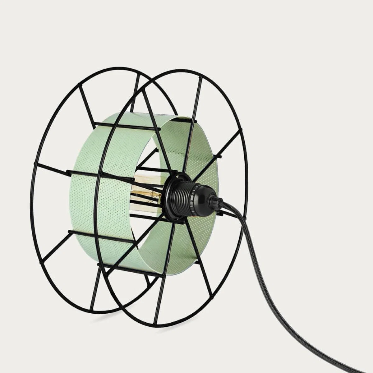 Green Floor Lamp Spool Black