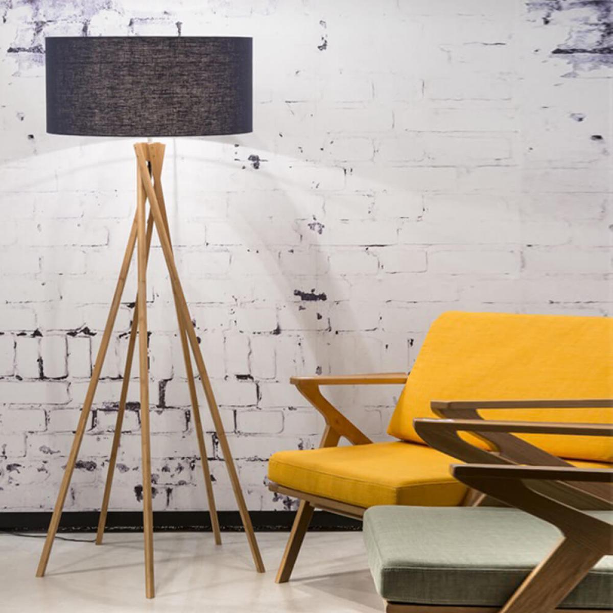 Natural/Blue Denim Kilimanjaro Bamboo Floor Lamp – image 2