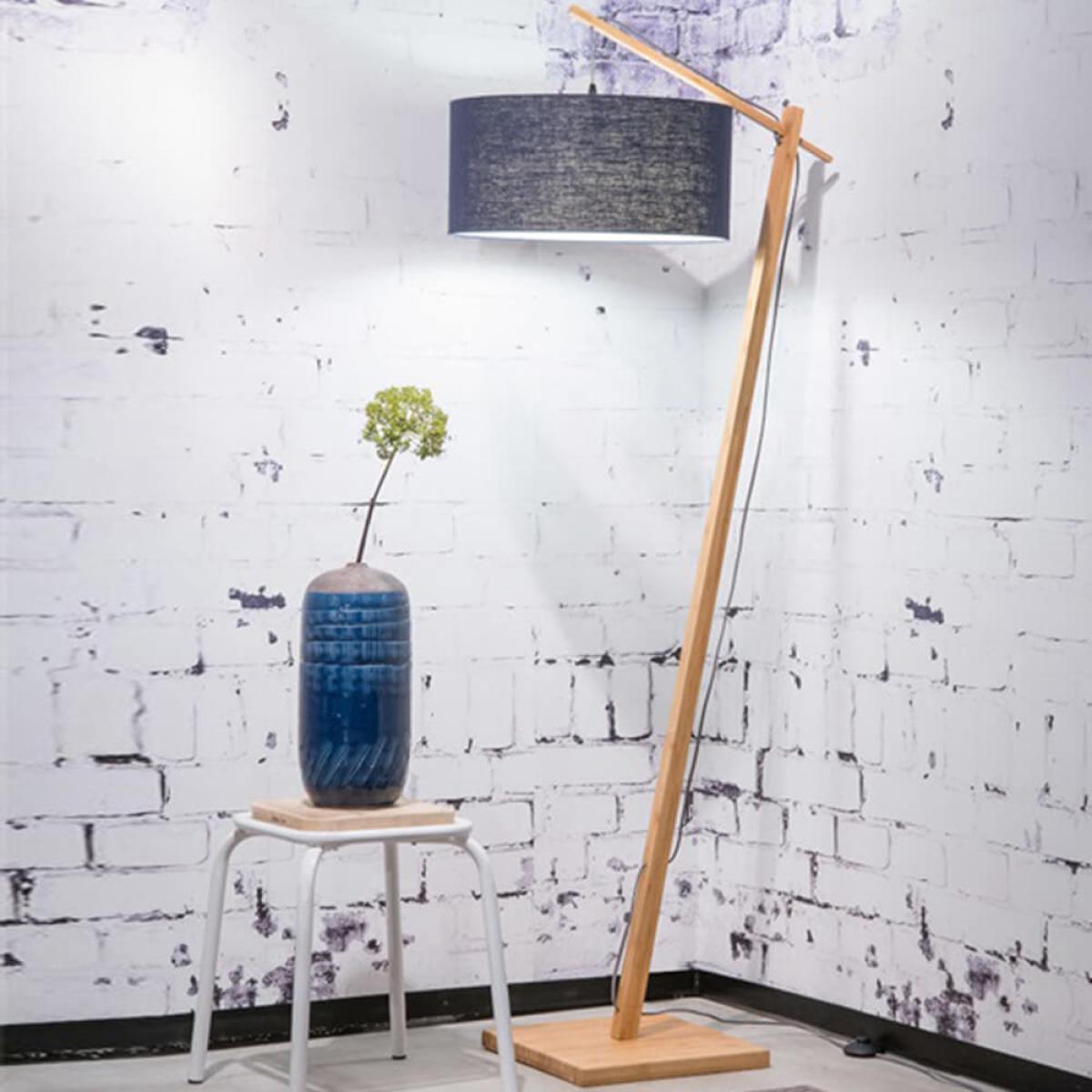 Natural/Blue Denim Andes Bamboo Floor Lamp – image 2