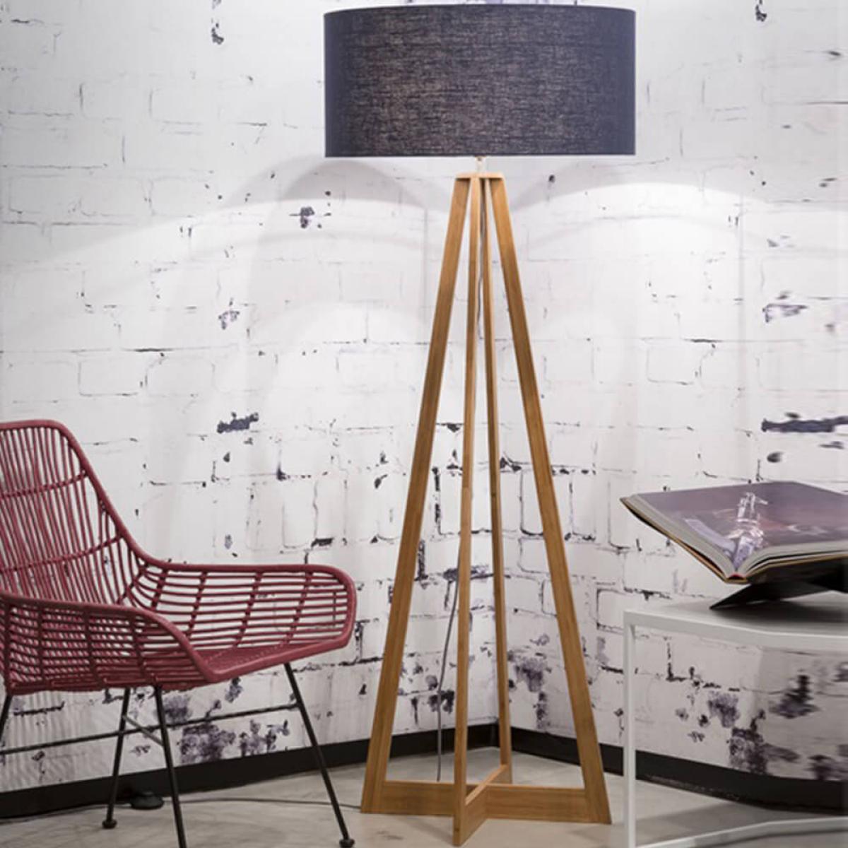 Natural/Blue Denim Everest Bamboo Floor Lamp – image 3