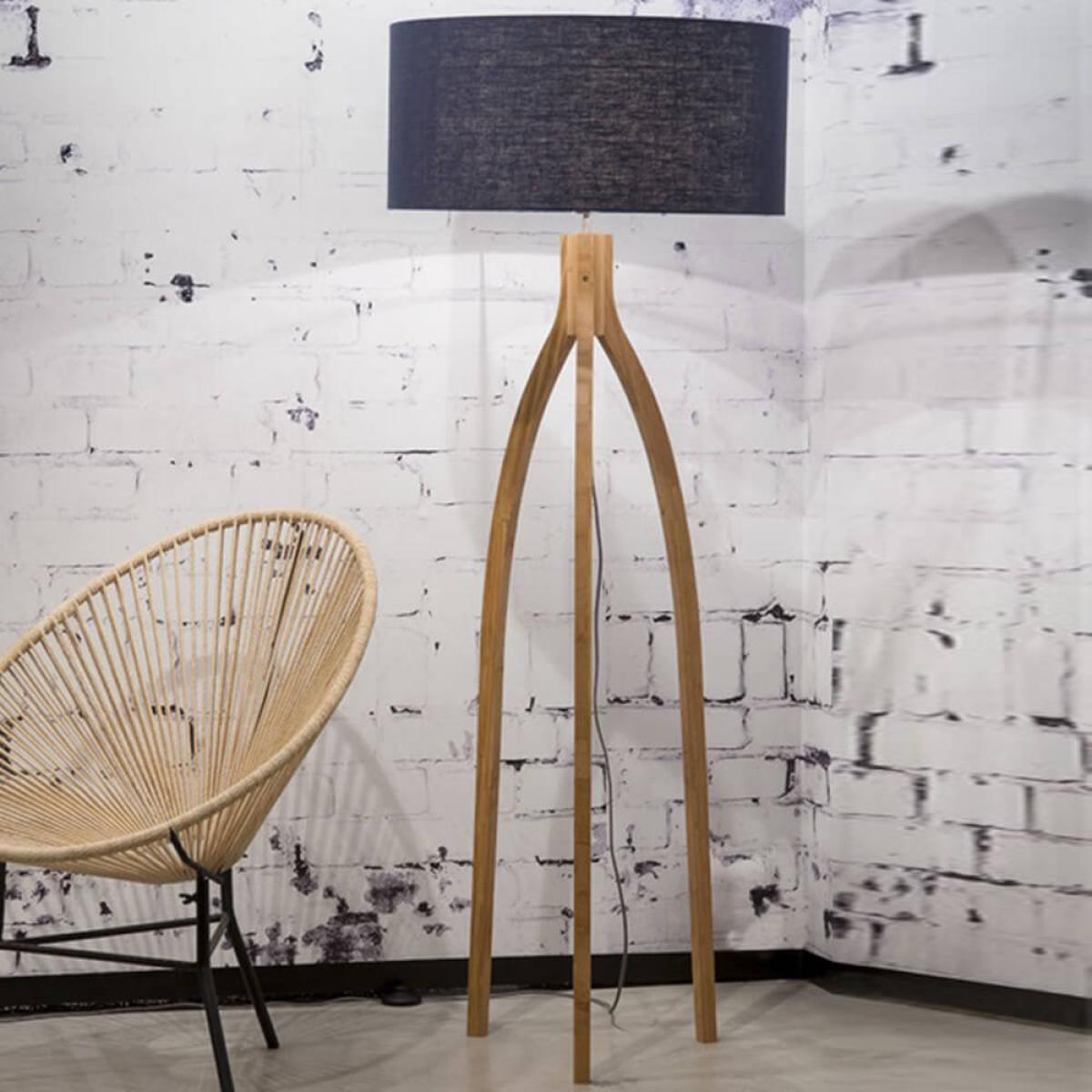 Natural/Blue Denim Annapurna Bamboo Floor Lamp – image 2