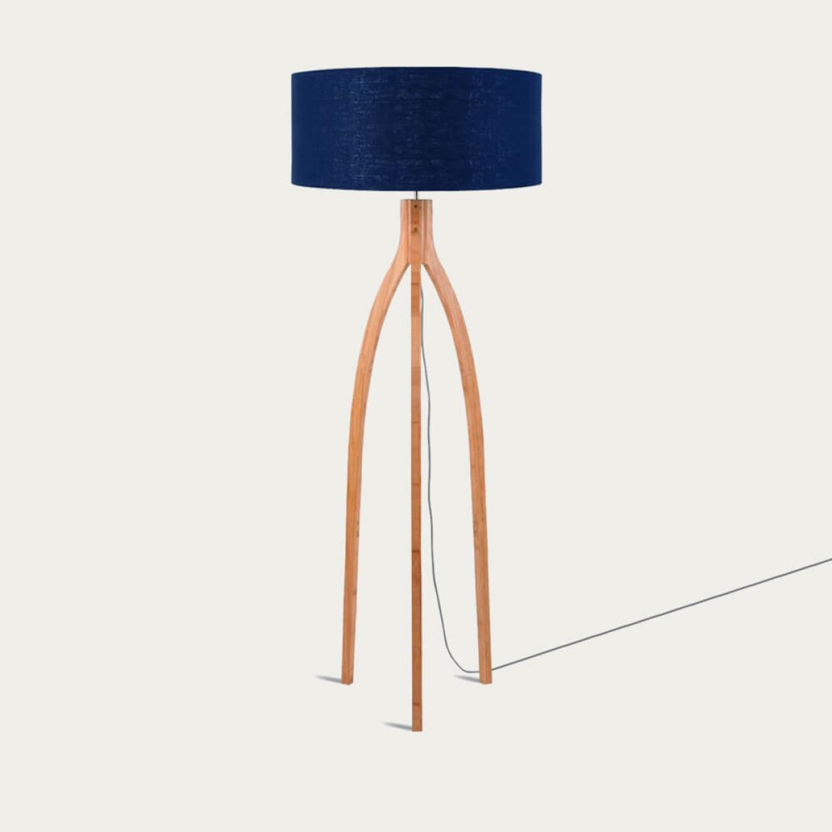 Natural/Blue Denim Annapurna Bamboo Floor Lamp – image 1