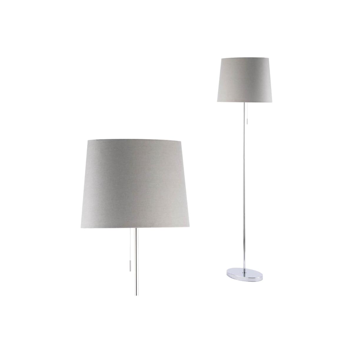 Bryant Oval Floor Lamp with Grey Shade, Chrome – image 1