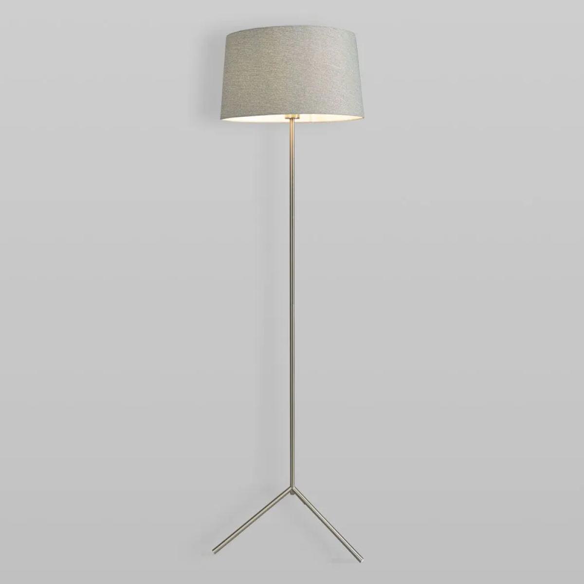Stassy Tripod Feet Floor Lamp with Grey Shade, Satin Nickel – image 3