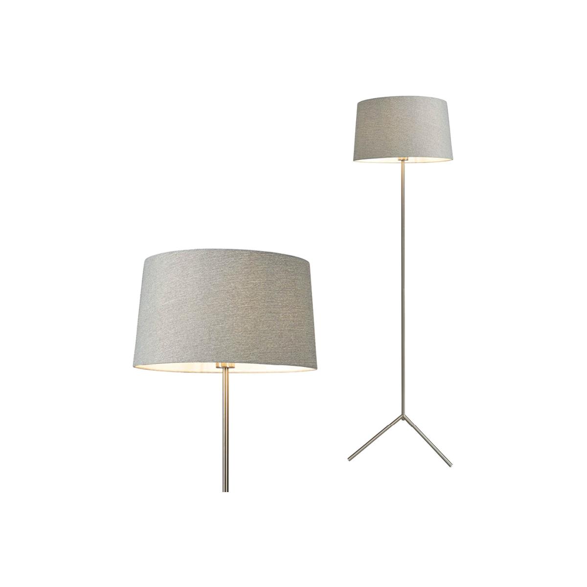 Stassy Tripod Feet Floor Lamp with Grey Shade, Satin Nickel – image 1