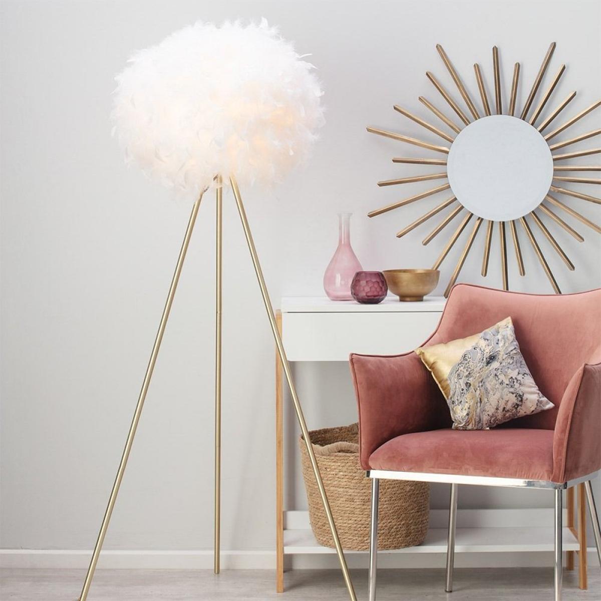 Plume Feather Tripod Floor Lamp, Brass – image 2