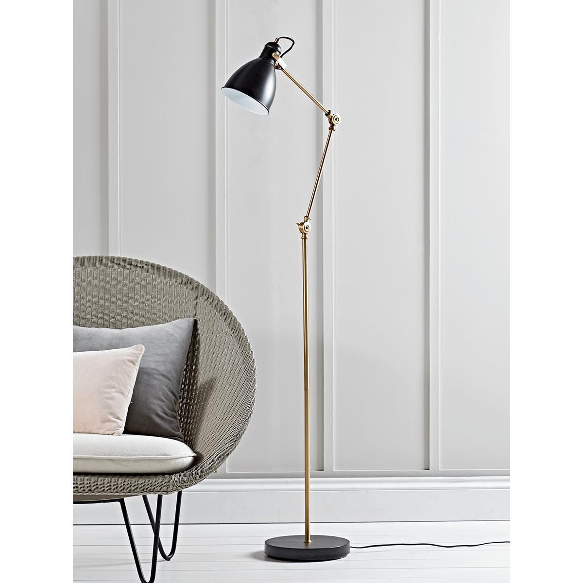 Black & Brass Angle Floor Lamp