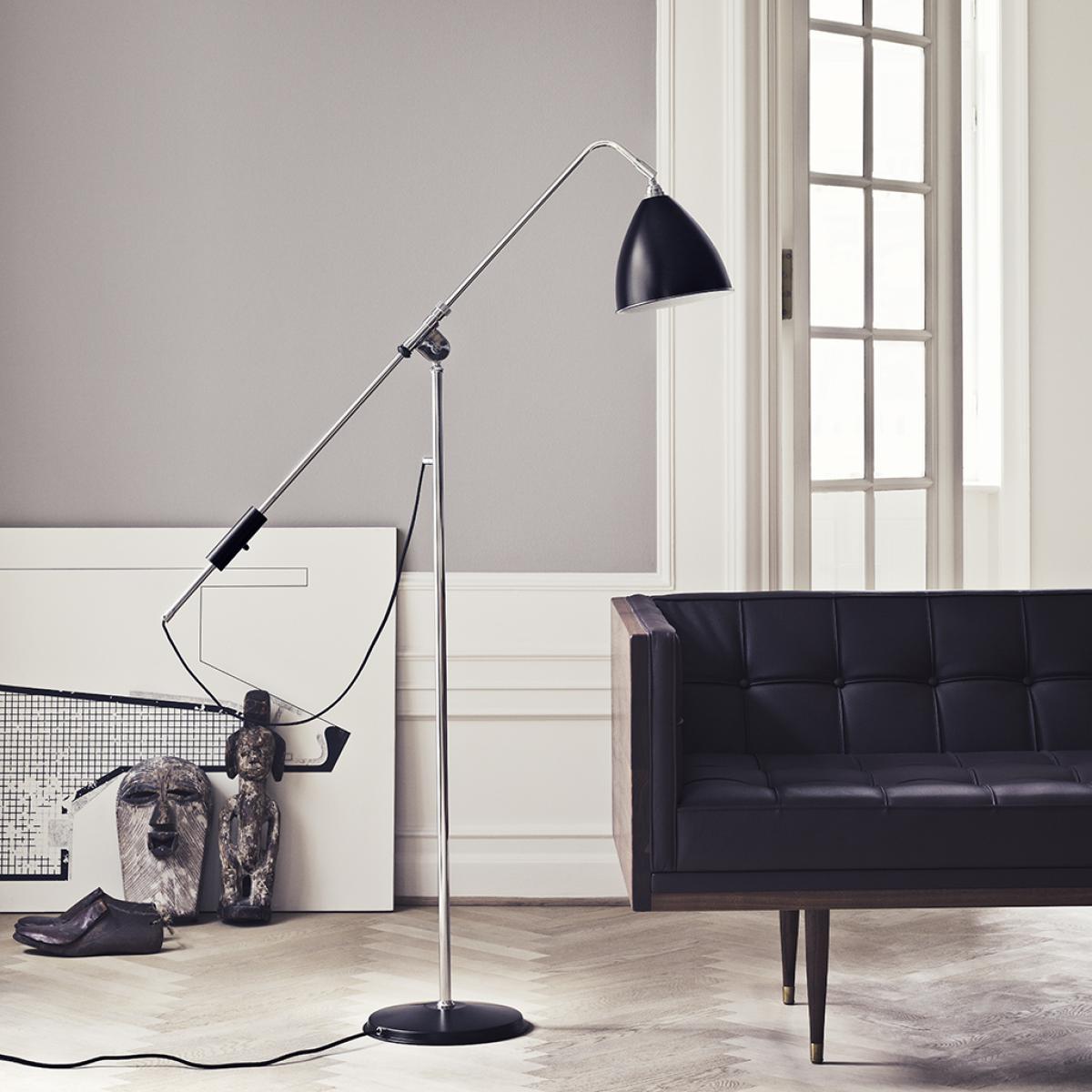 Medium Bestlite BL4 Floor Lamp in Black Brass & White – image 8