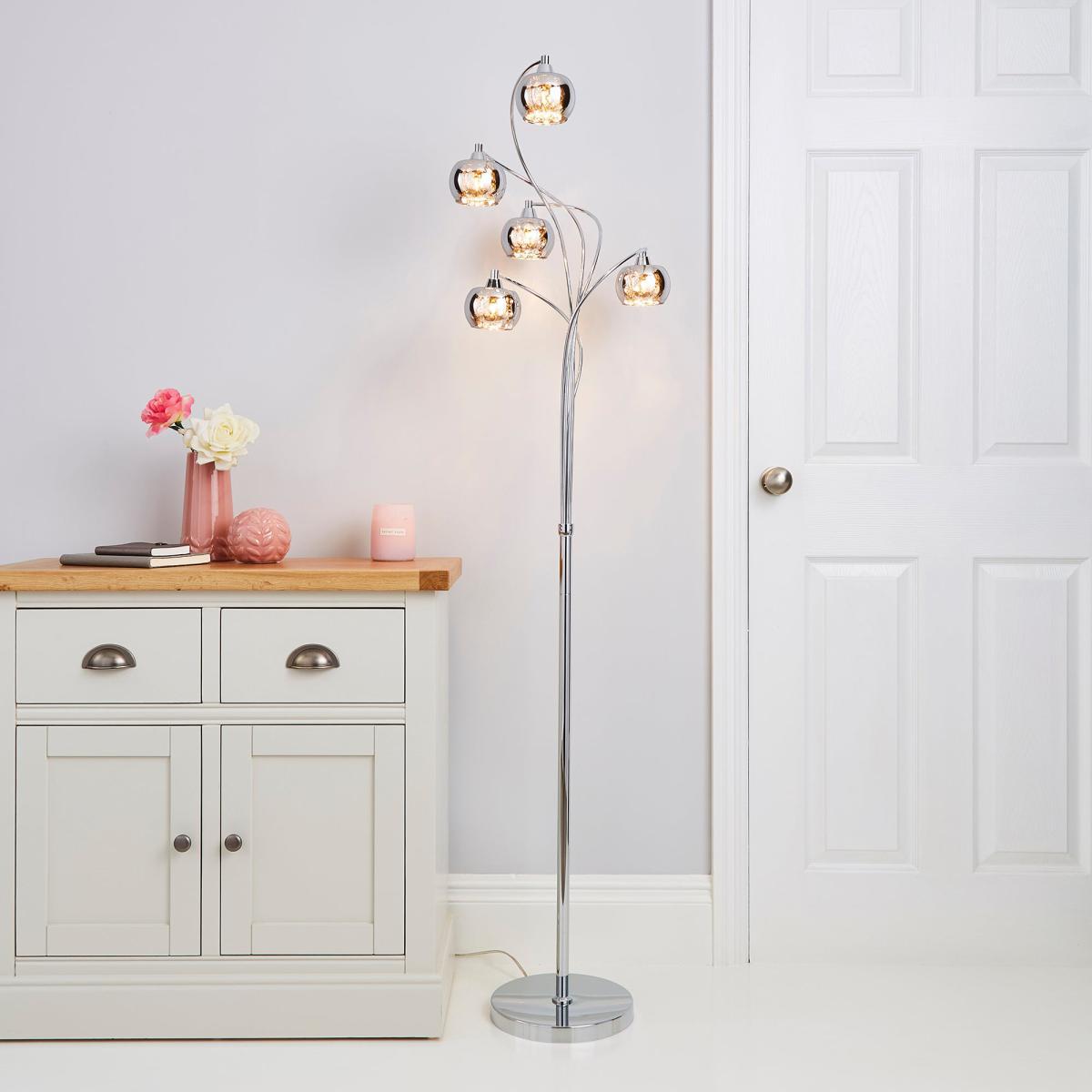 Seychelles Smoked 5 Light Floor Lamp Silver – image 1