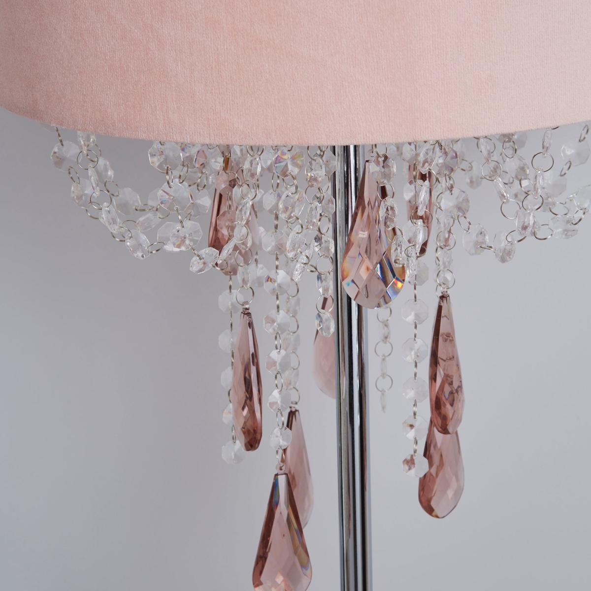 Halle French Velvet Jewel Blush Pink Floor Lamp Pink – image 3