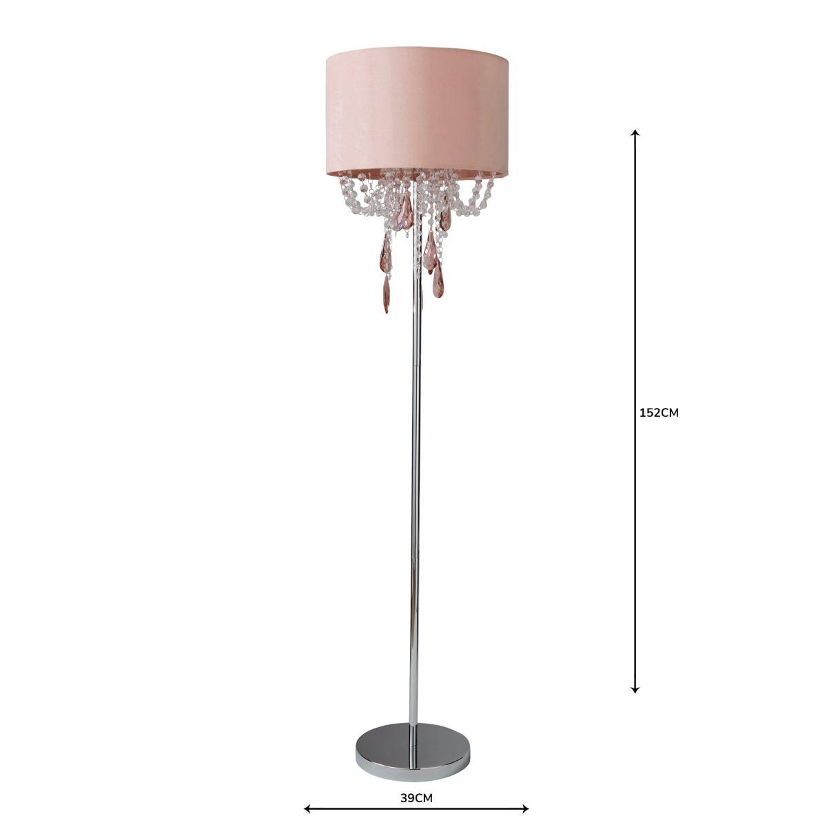 Halle French Velvet Jewel Blush Pink Floor Lamp Pink – image 6