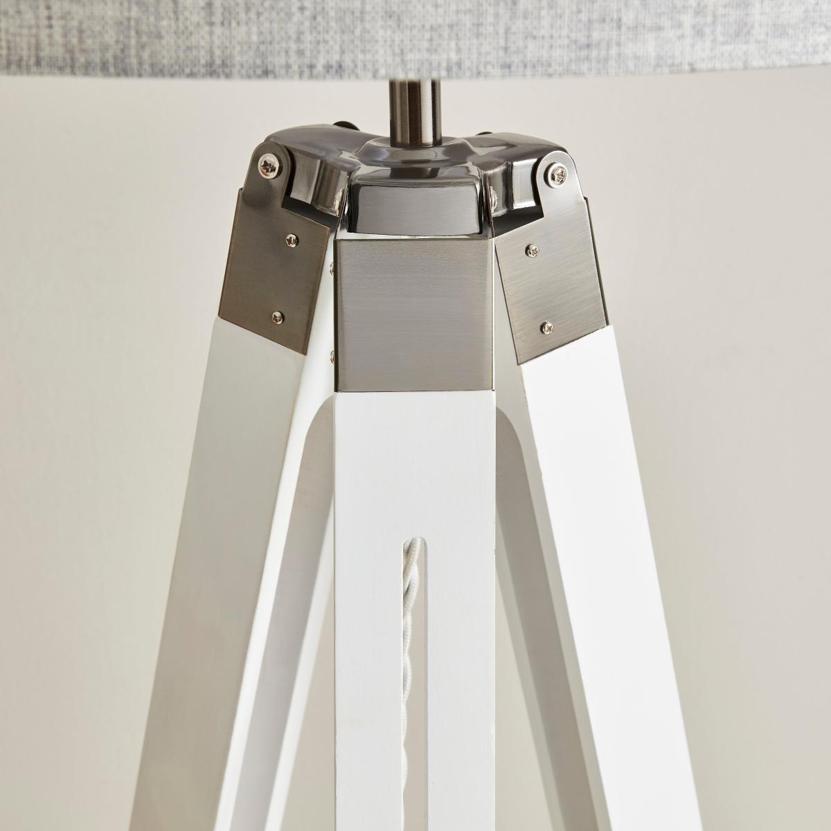 Trio Tripod Floor Lamp, Satin Nickel White – image 5