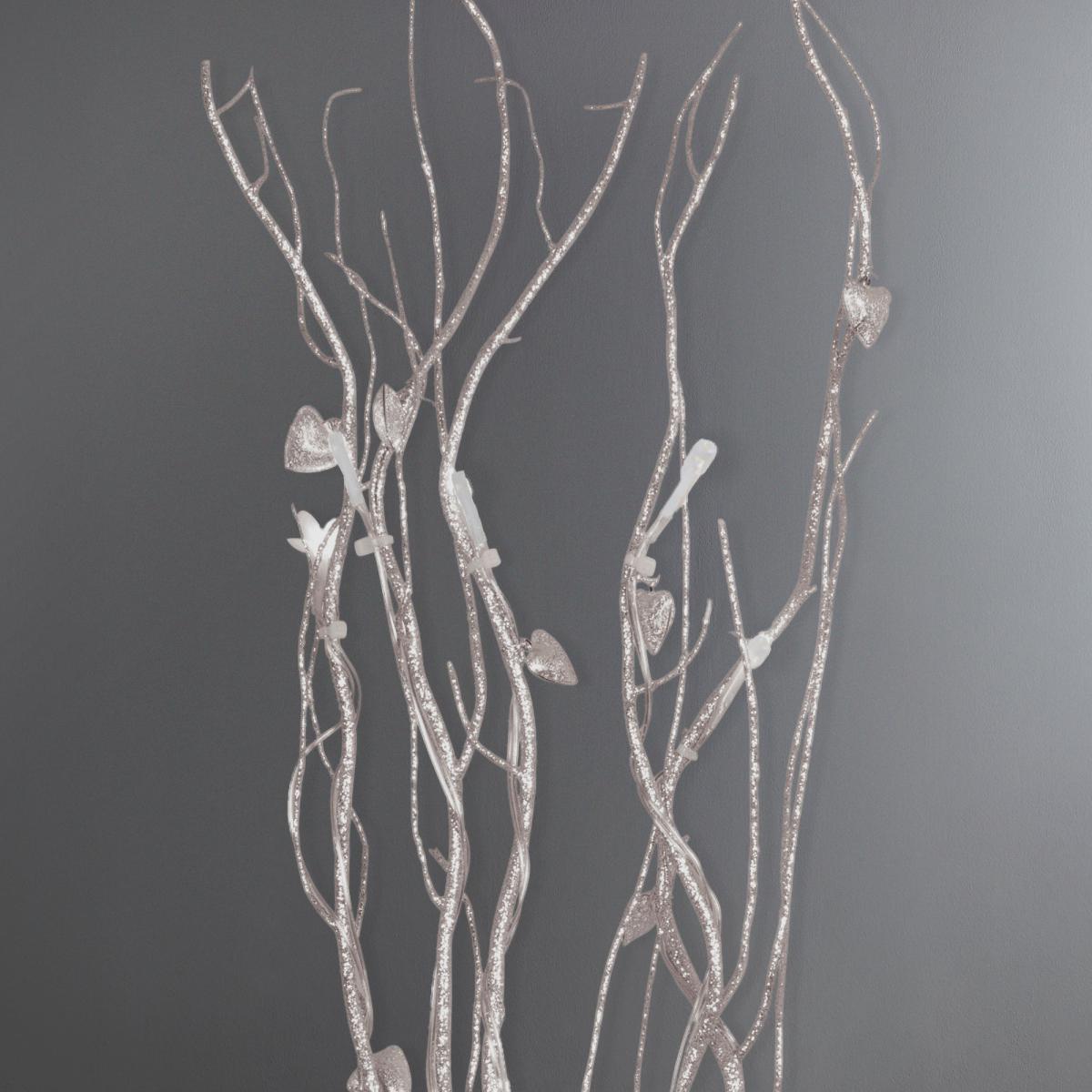 Silver Hearts Glitter Twig Lights Silver – image 2