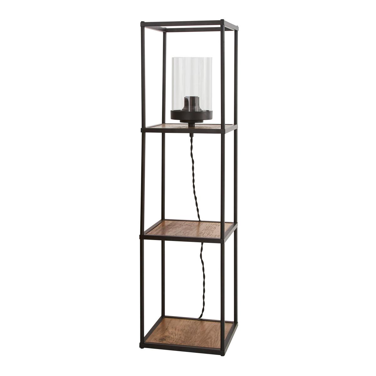 Fulton Midi Shelved Floor Lamp Rustic Pine and Black Pine (Brown) – image 4