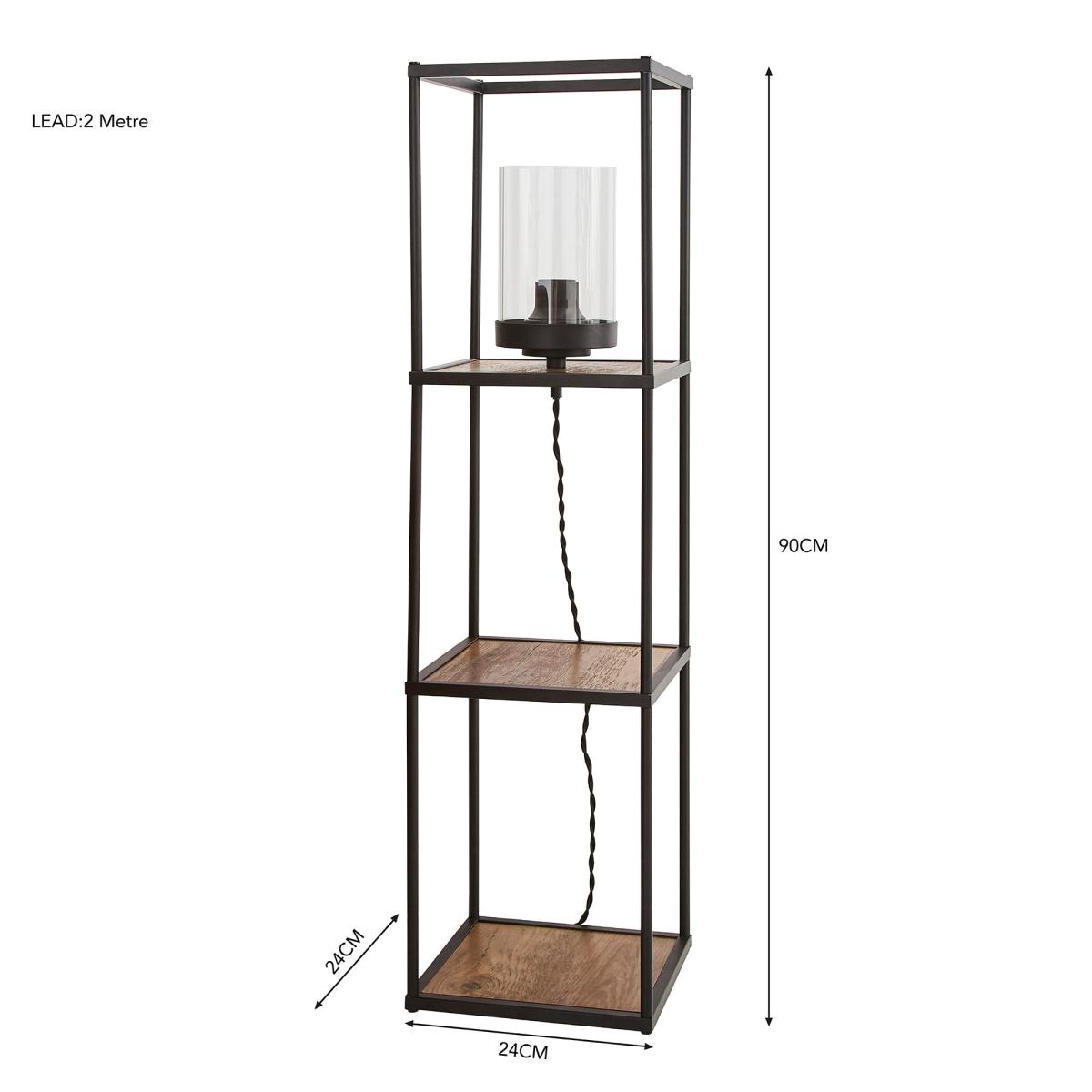 Fulton Midi Shelved Floor Lamp Rustic Pine and Black Pine (Brown) – image 5