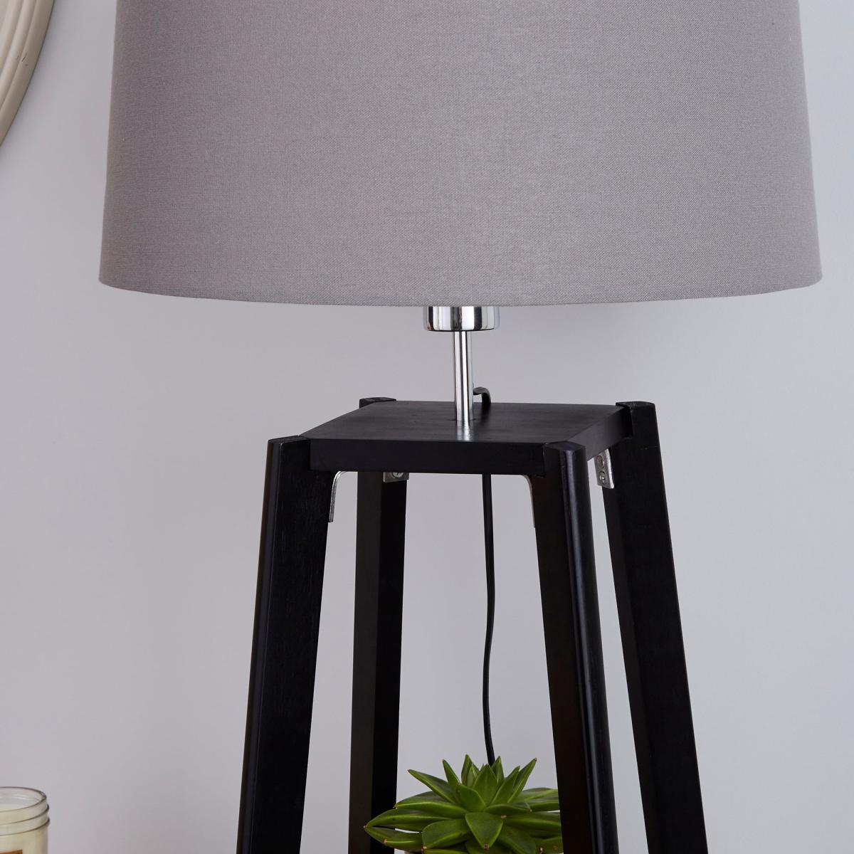 Beaumont Wood Tripod Plant Black Floor Lamp Black – image 4