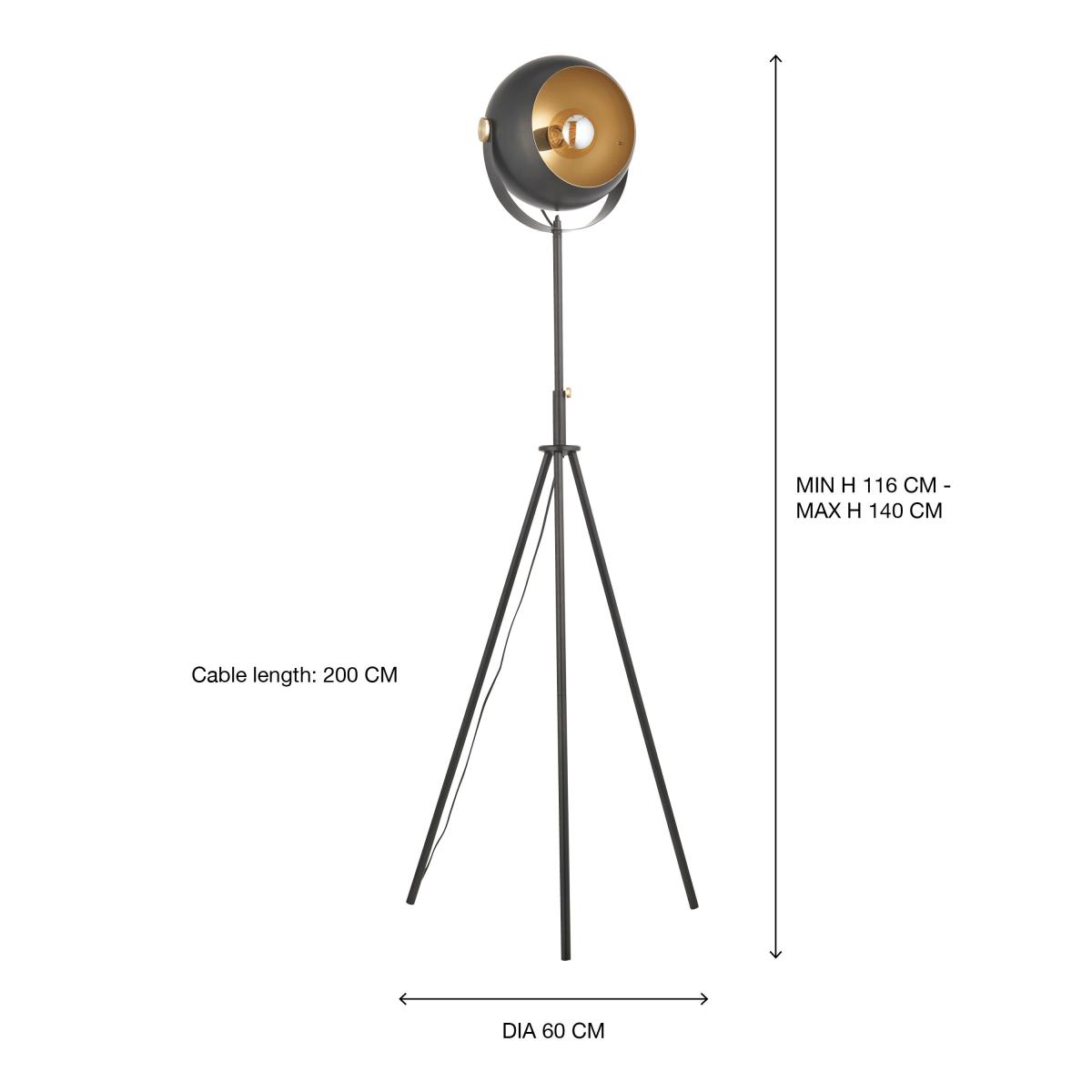 Olympya Industrial Metal Adjustable Floor Lamp Black – image 7