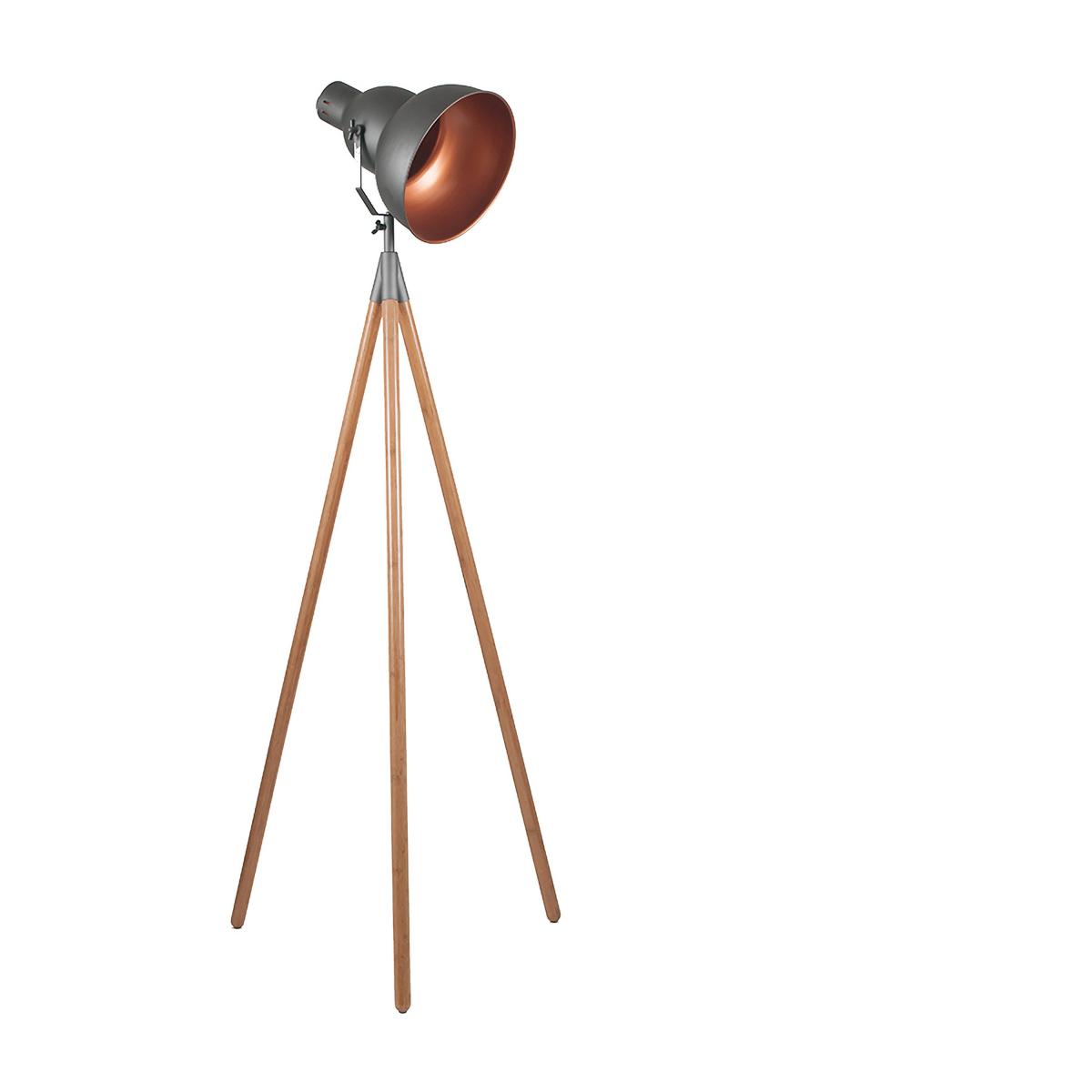 Larkin Grey Metal and Natural Wood Tripod Floor Film Light Natural – image 2
