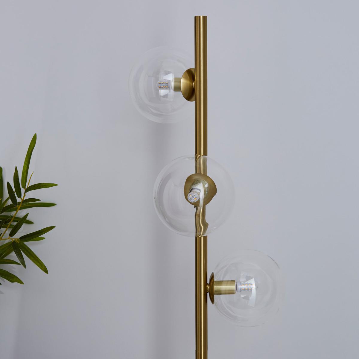 Nour Antique Brass and Glass Floor Lamp Gold – image 3