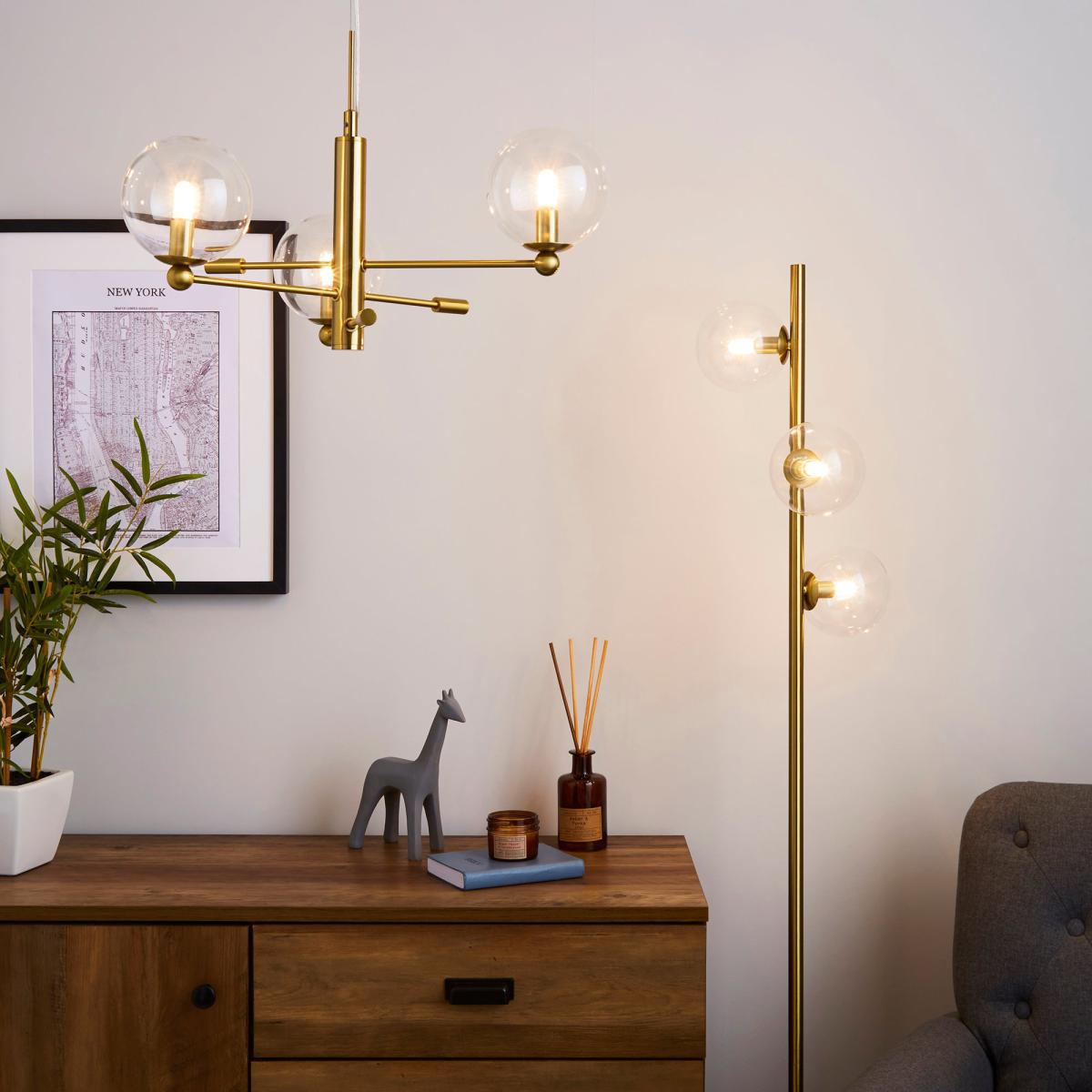 Nour Antique Brass and Glass Floor Lamp Gold – image 5