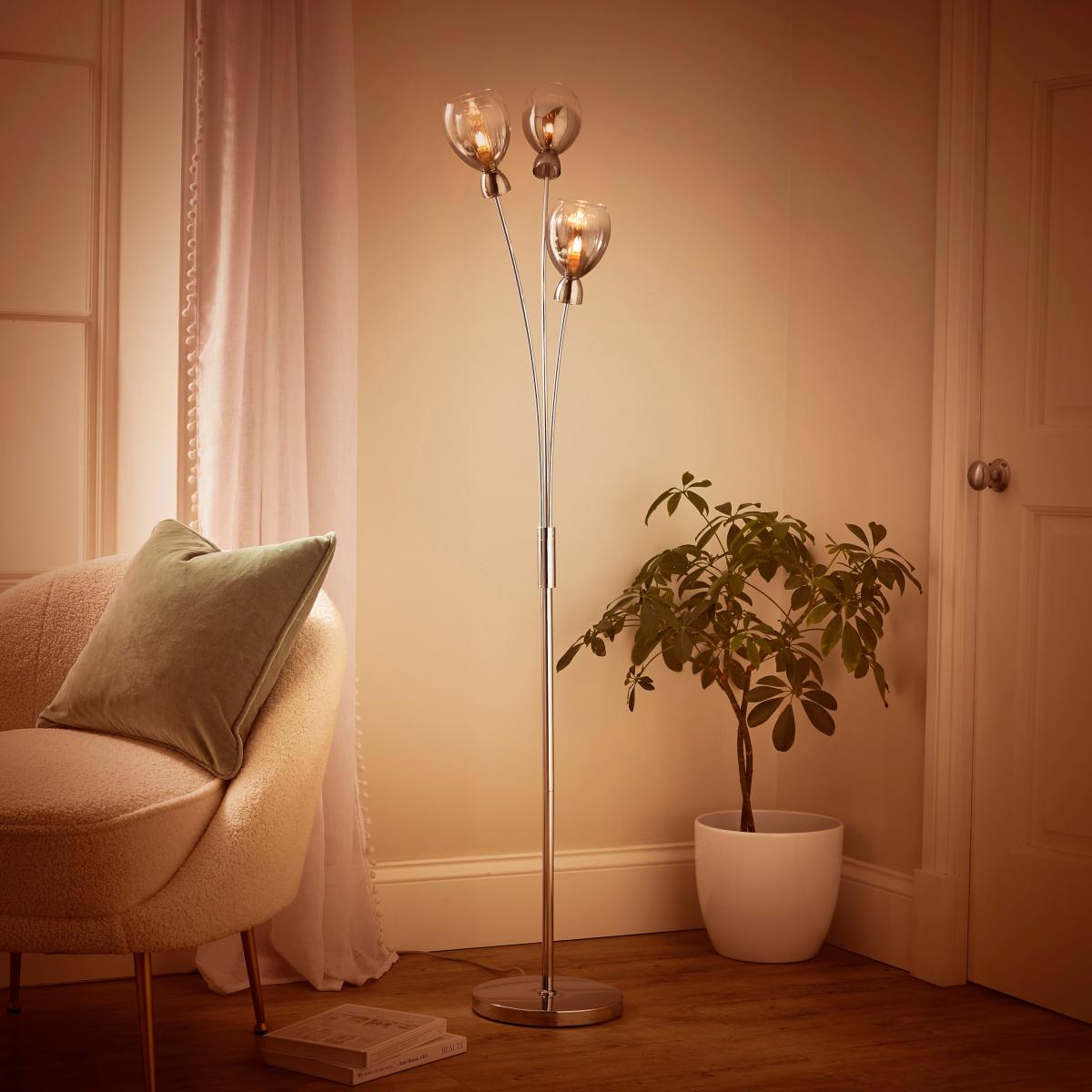 Sylvia Glass Floor Lamp Silver – image 2