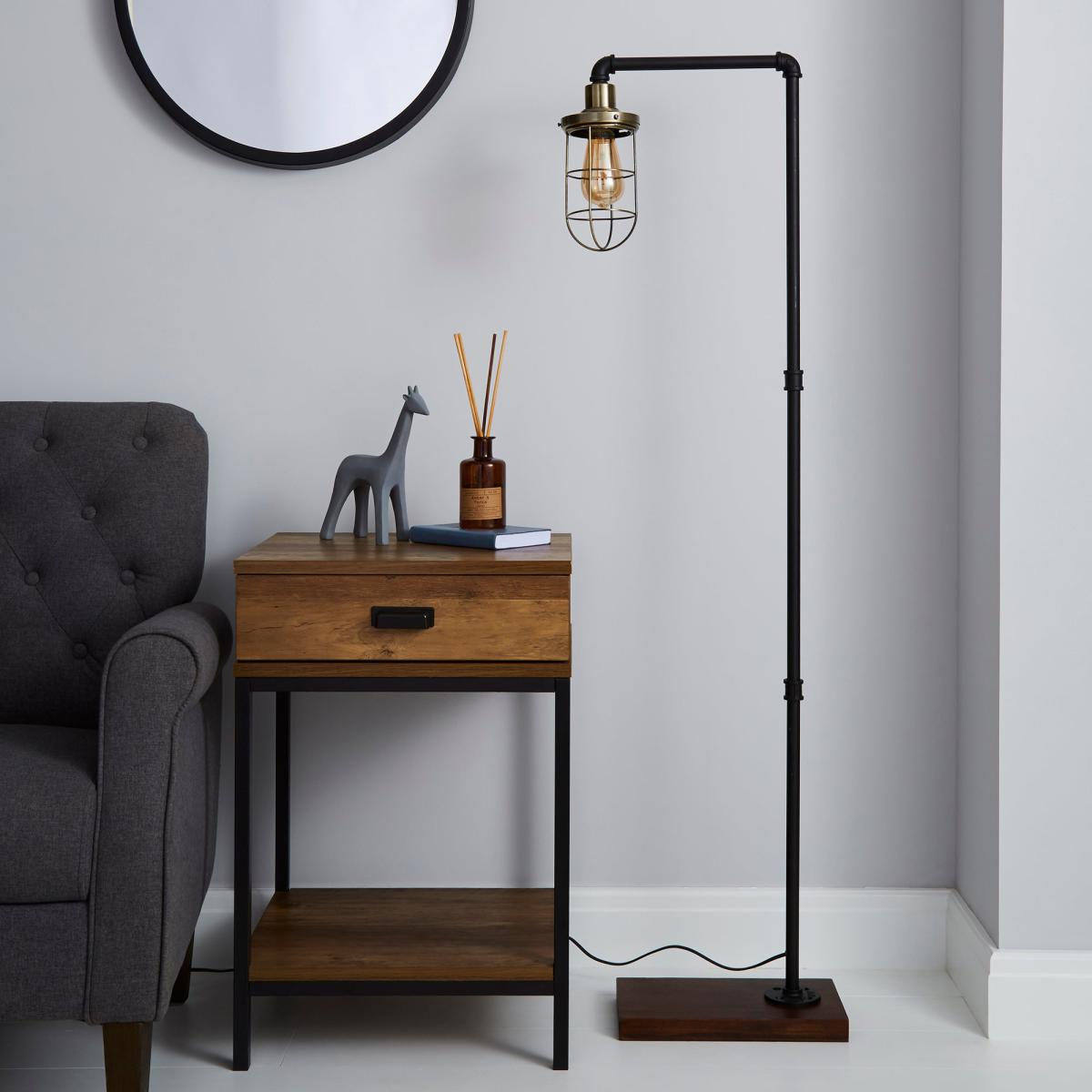 Milas Pipe Black Industrial Floor Lamp Black – image 2