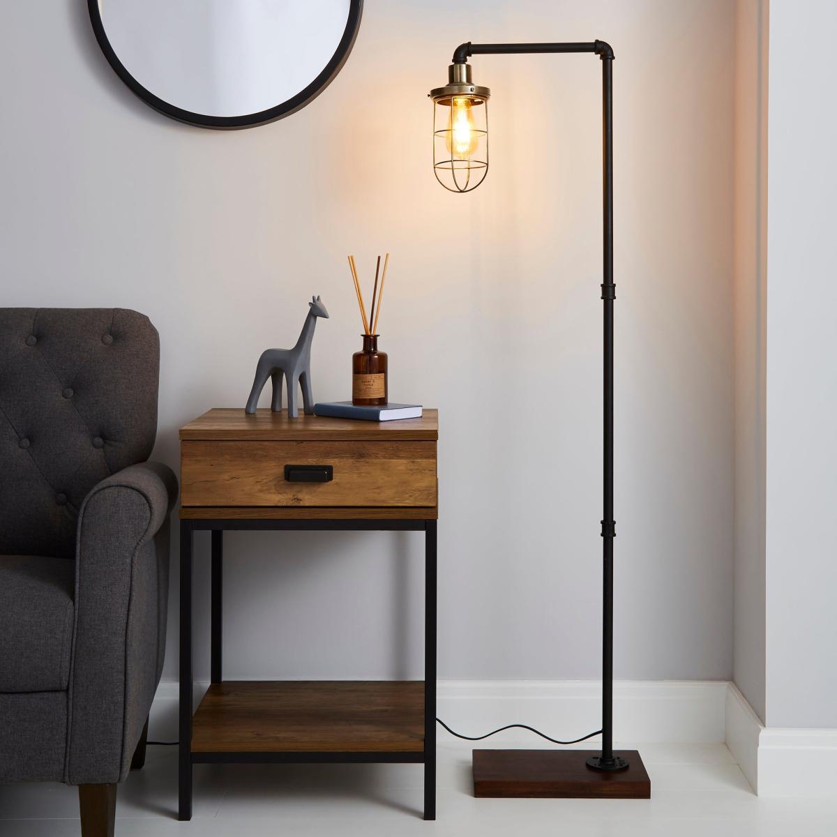 Milas Pipe Black Industrial Floor Lamp Black – image 1