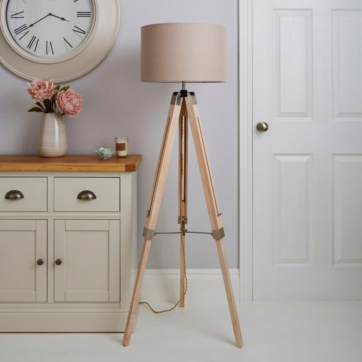 Trio Tripod Light Wood Floor Lamp Light Wood – image 2