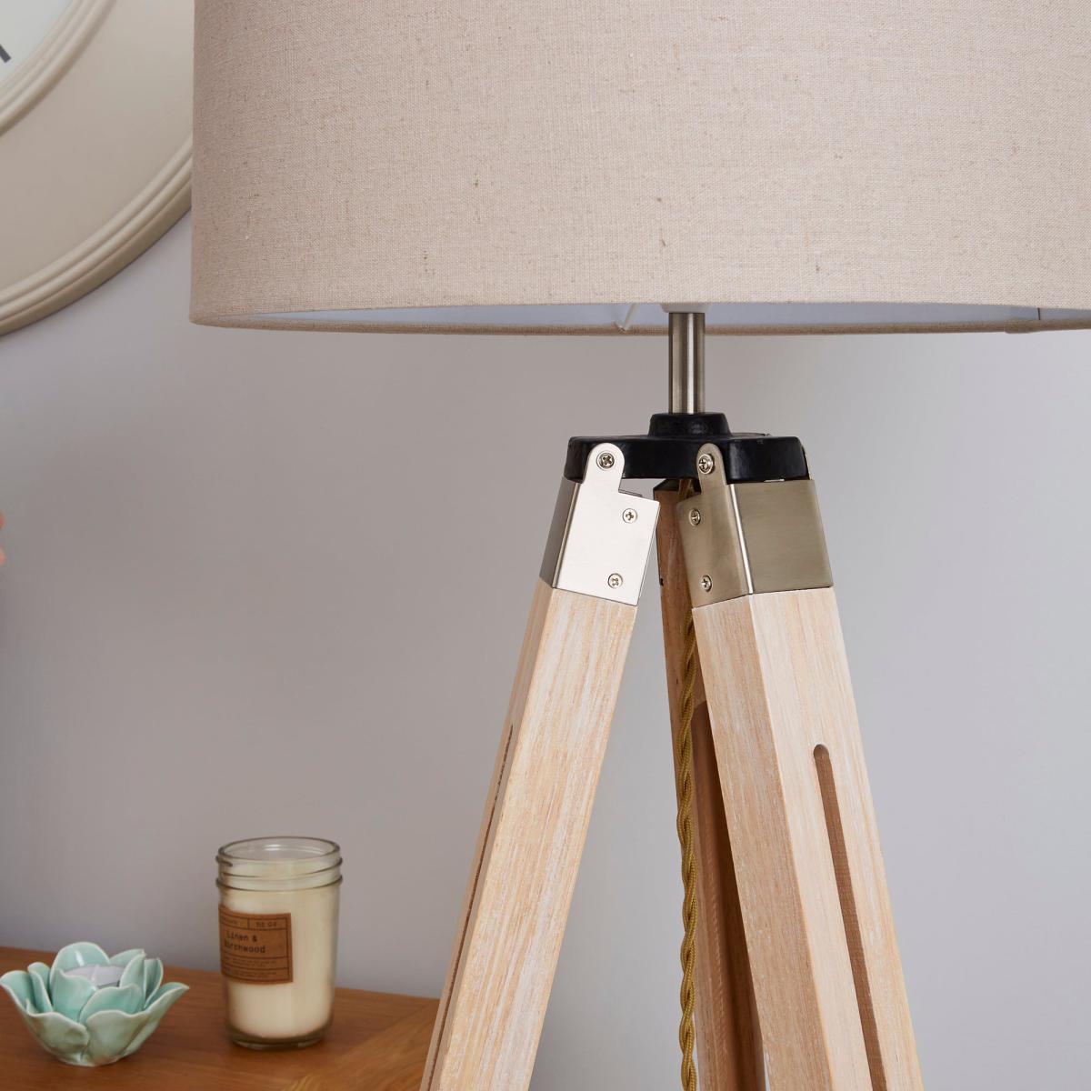 Trio Tripod Light Wood Floor Lamp Light Wood – image 3