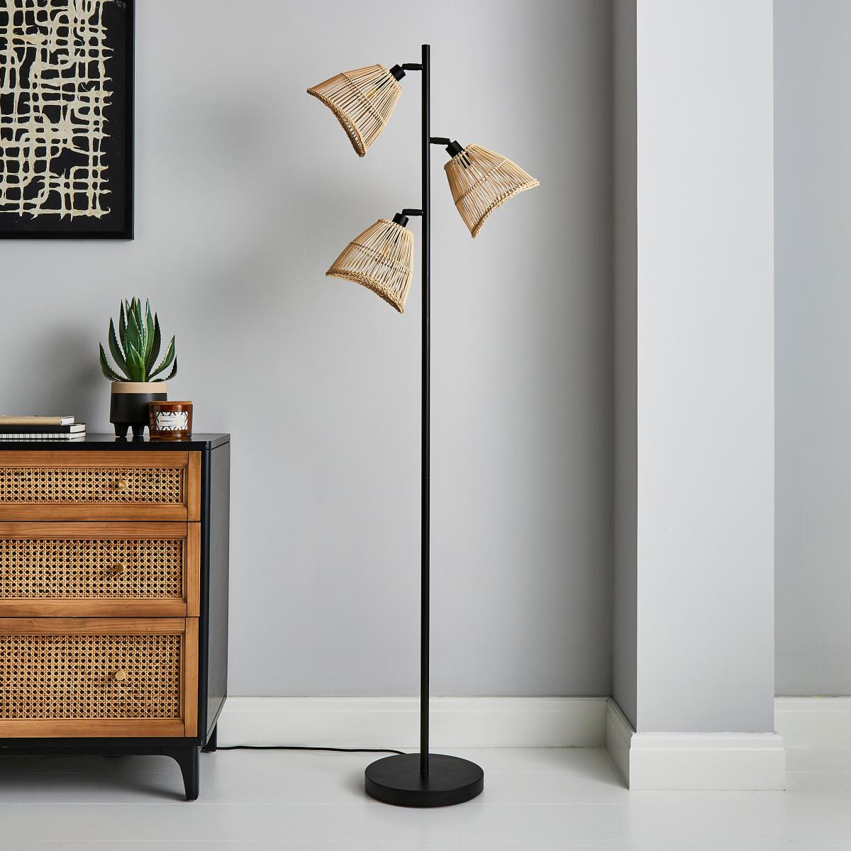 Elements Jaula 3 Light Rattan Floor Lamp Natural – image 2