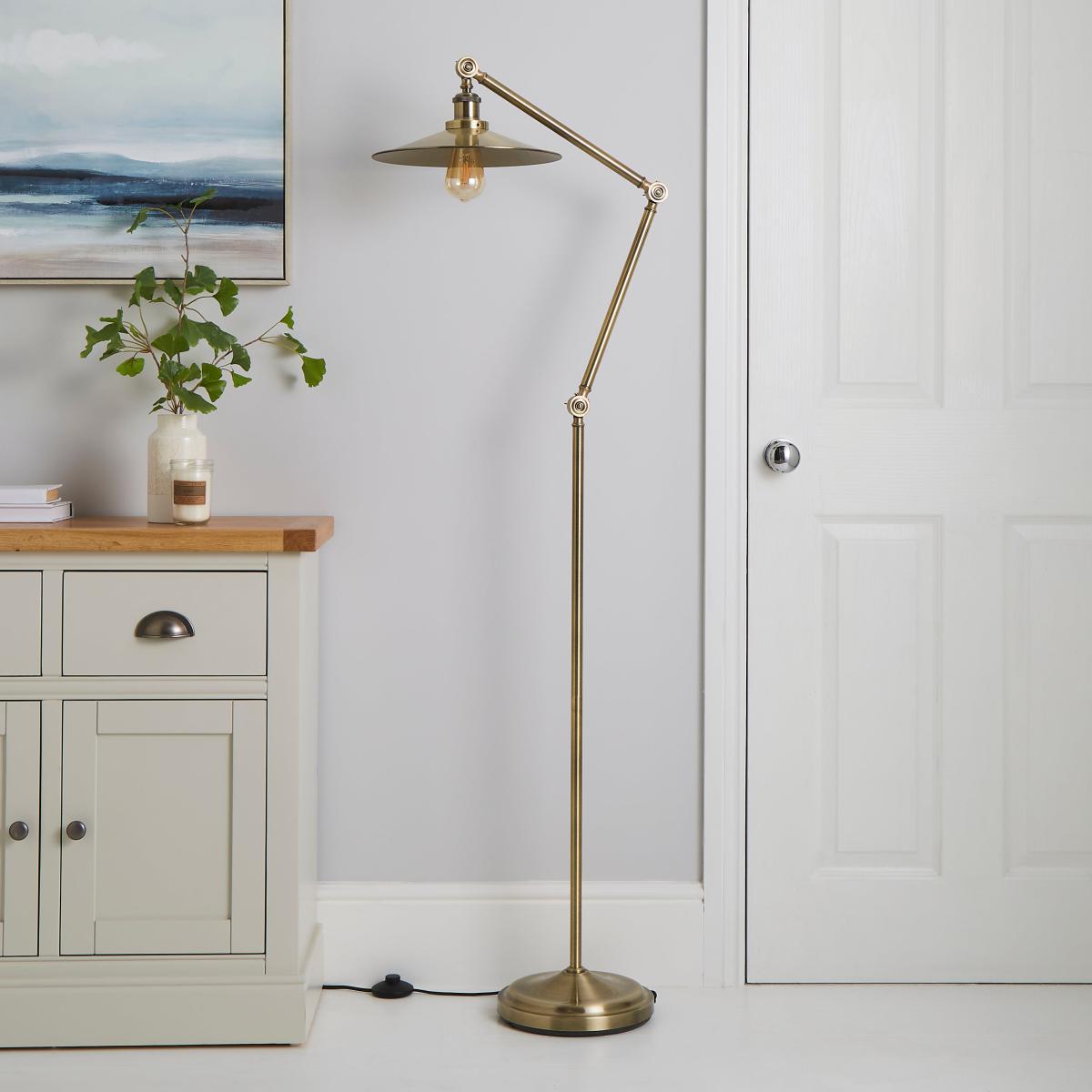Churchgate Langton Antique Brass Floor Lamp Gold – image 2