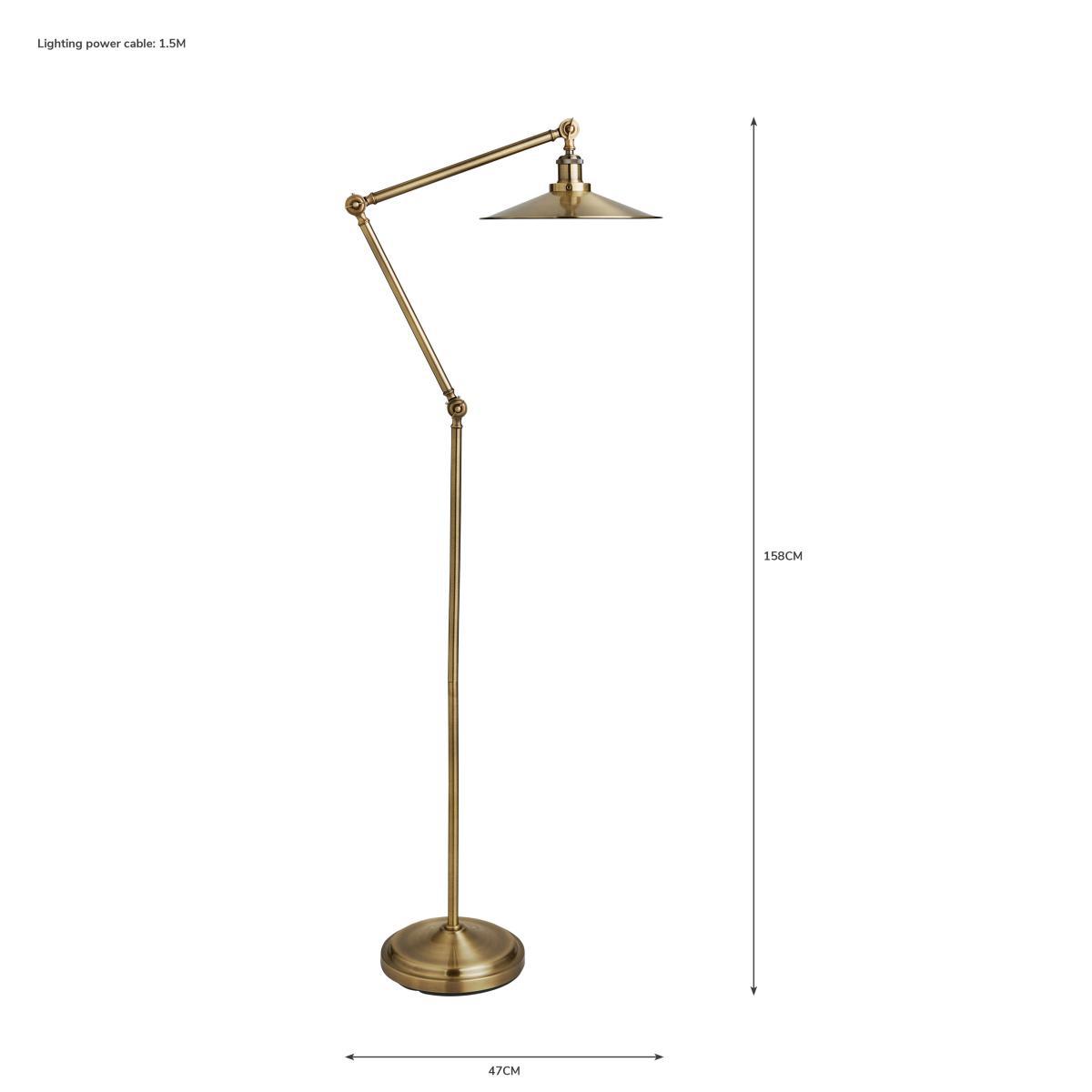 Churchgate Langton Antique Brass Floor Lamp Gold – image 6