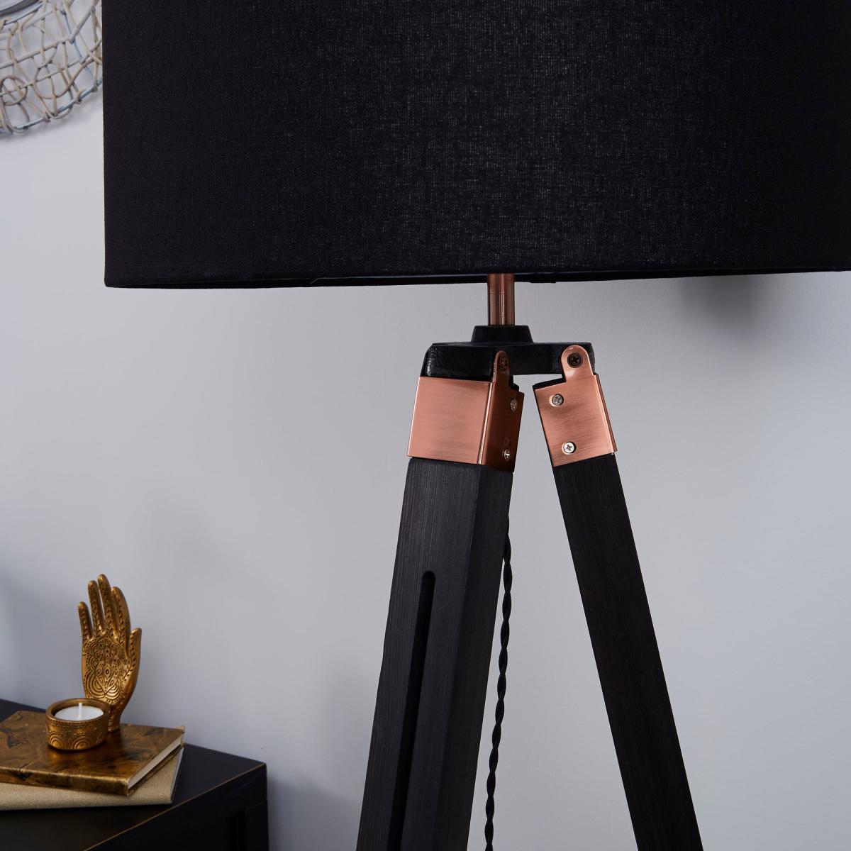 Trio Tripod Black and Copper Floor Lamp Black – image 4