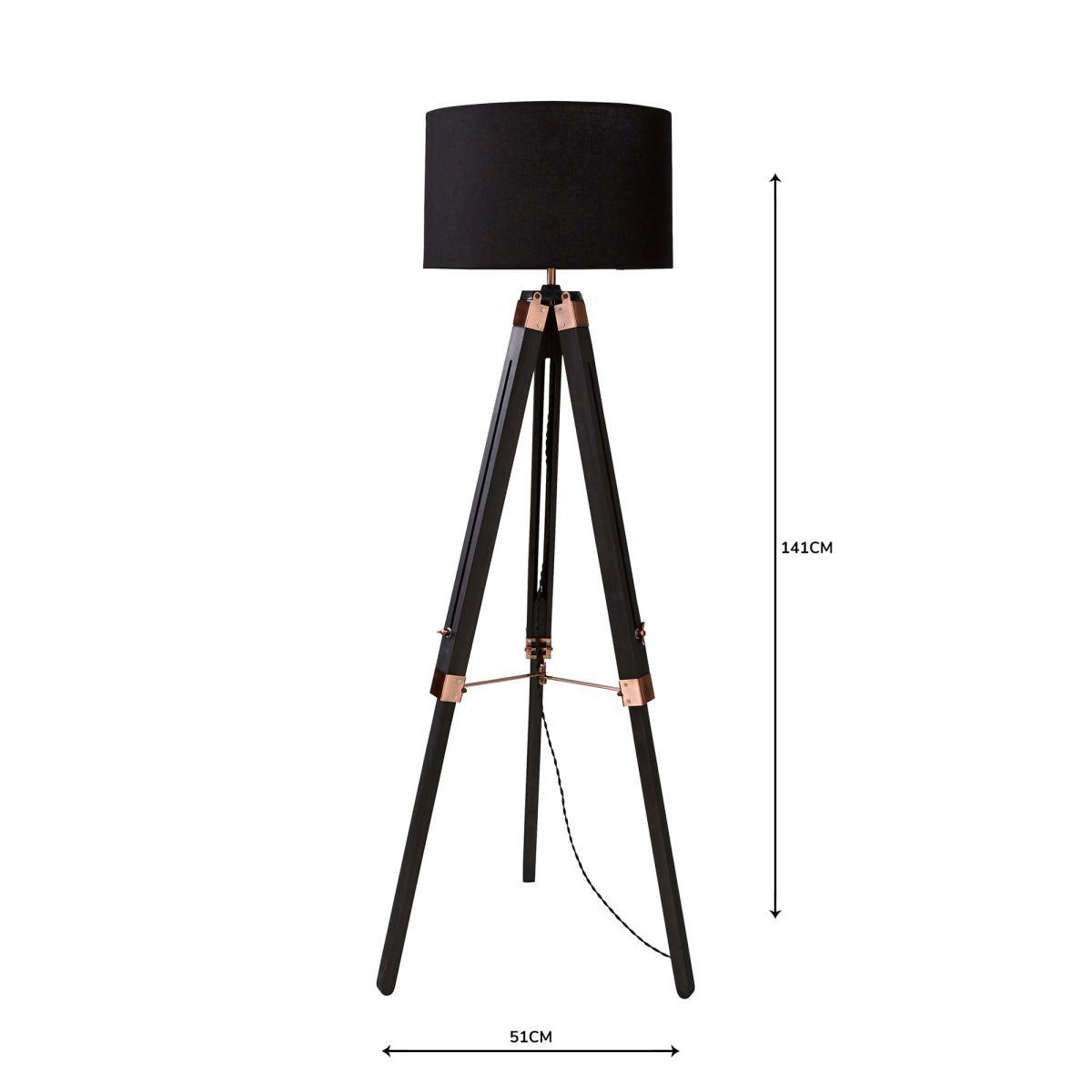 Trio Tripod Black and Copper Floor Lamp Black – image 5