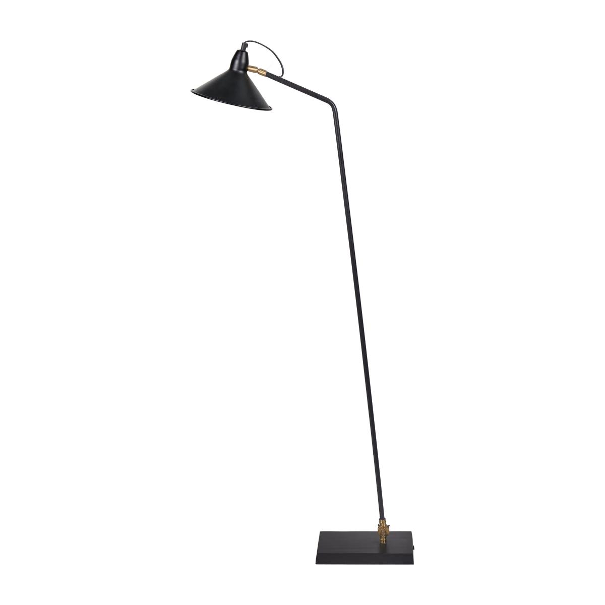 Canton Matt Black and Brass Metal Cone Floor Lamp Black – image 2