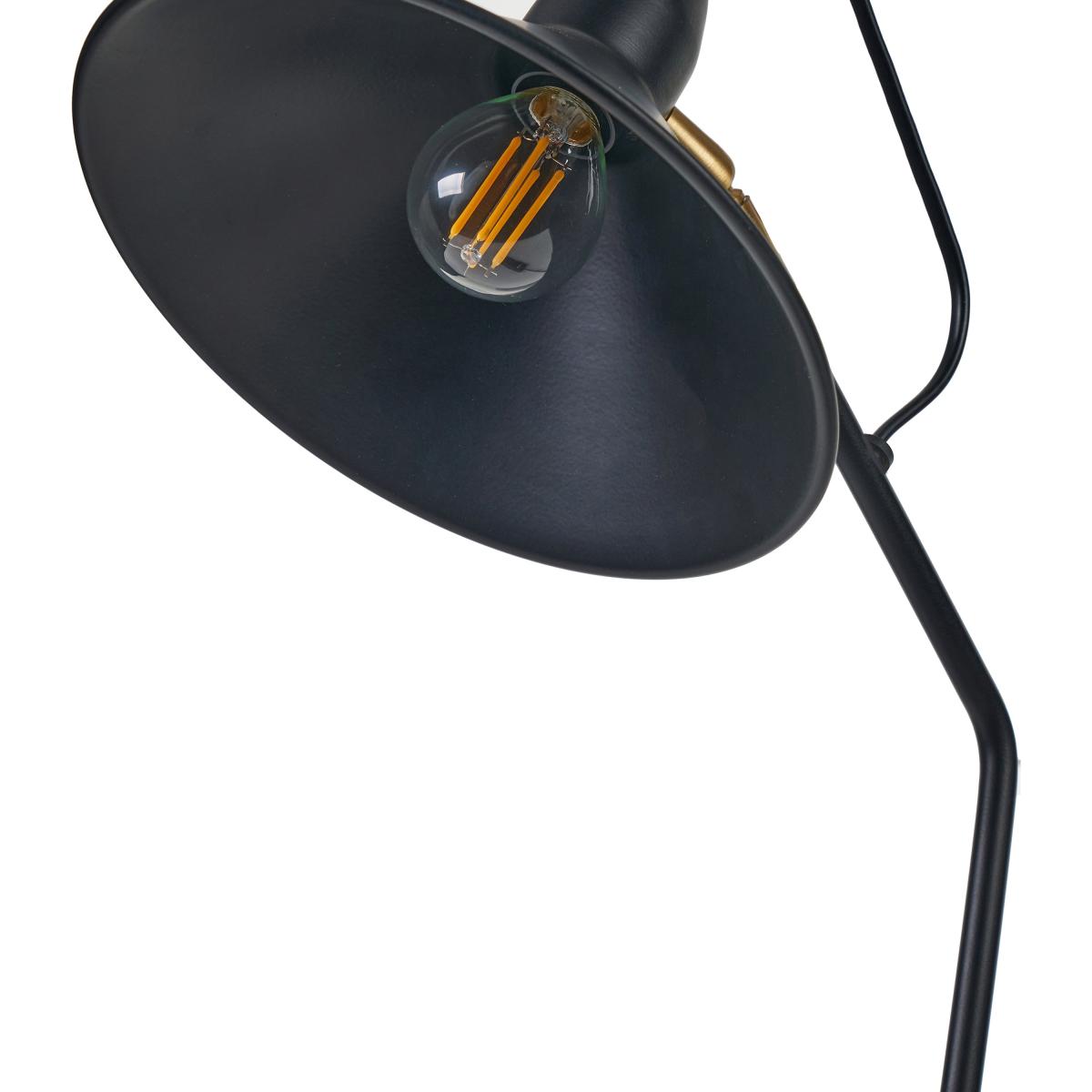 Canton Matt Black and Brass Metal Cone Floor Lamp Black – image 3