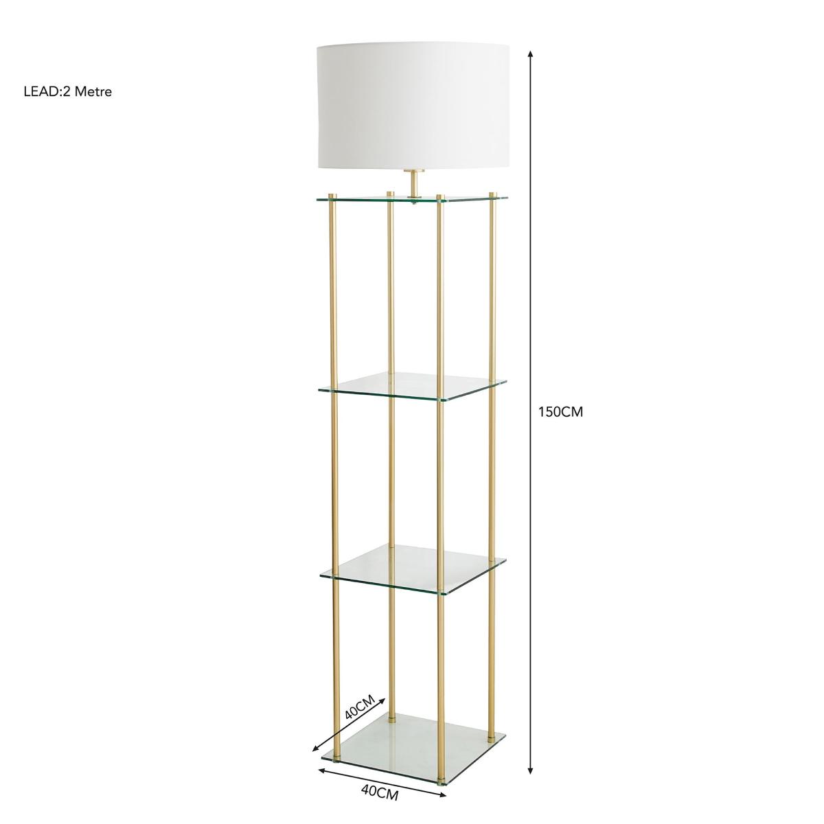 Wendell Glass Shelved Floor Lamp Gold – image 5