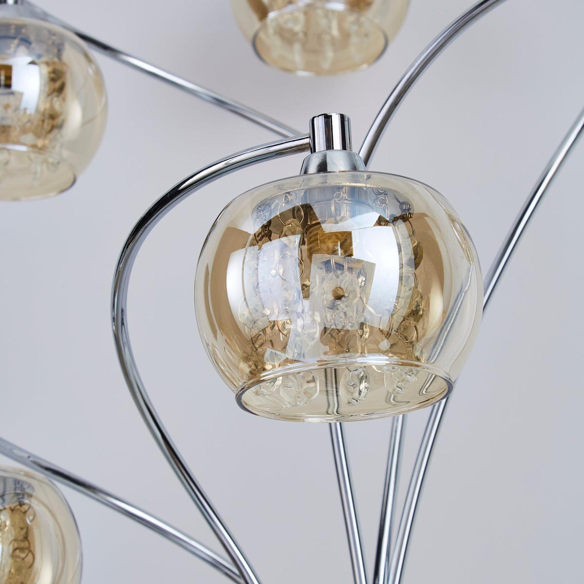 Seychelles 5 Light Smoked Glass Floor Lamp Chrome – image 3