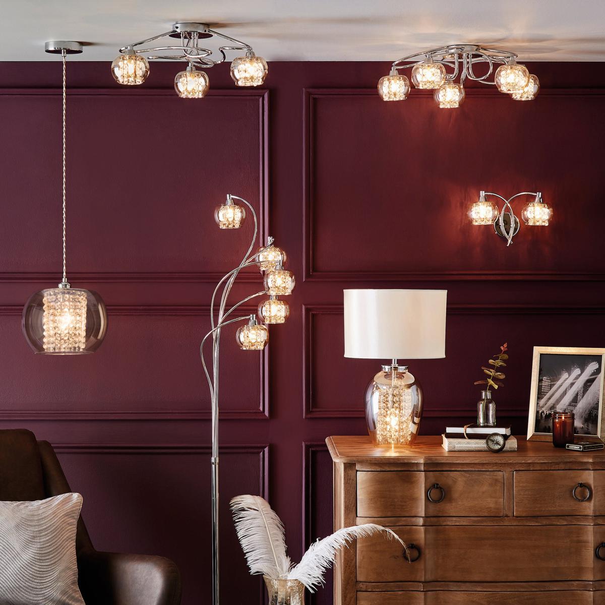 Seychelles 5 Light Smoked Glass Floor Lamp Chrome – image 6