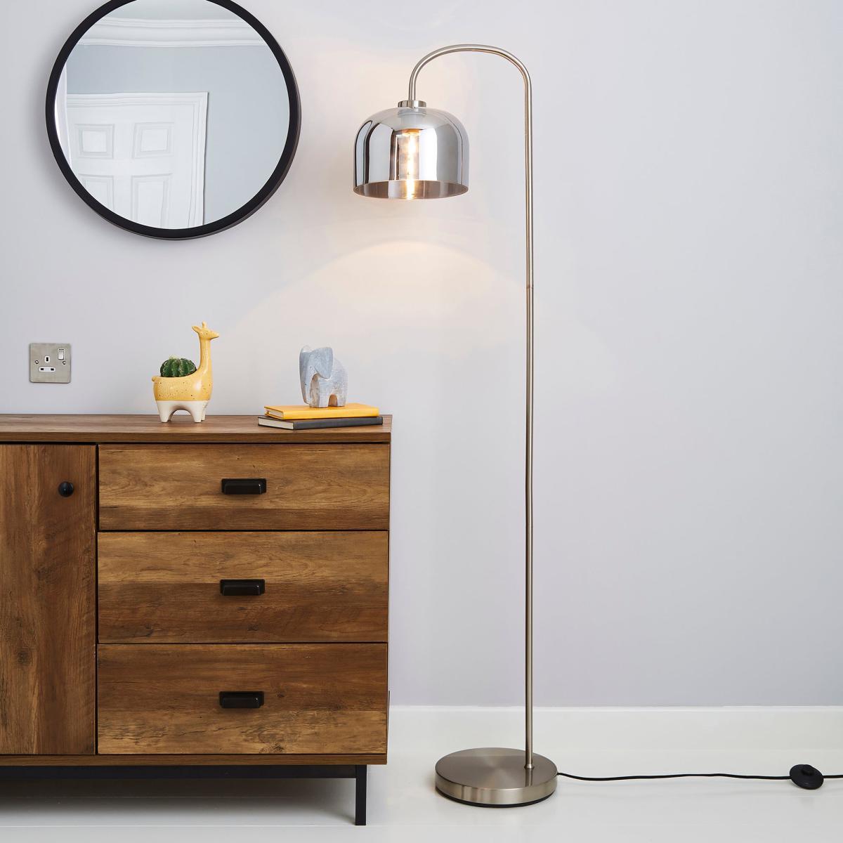 Palazzo Smoked Glass Floor Lamp Chrome – image 1