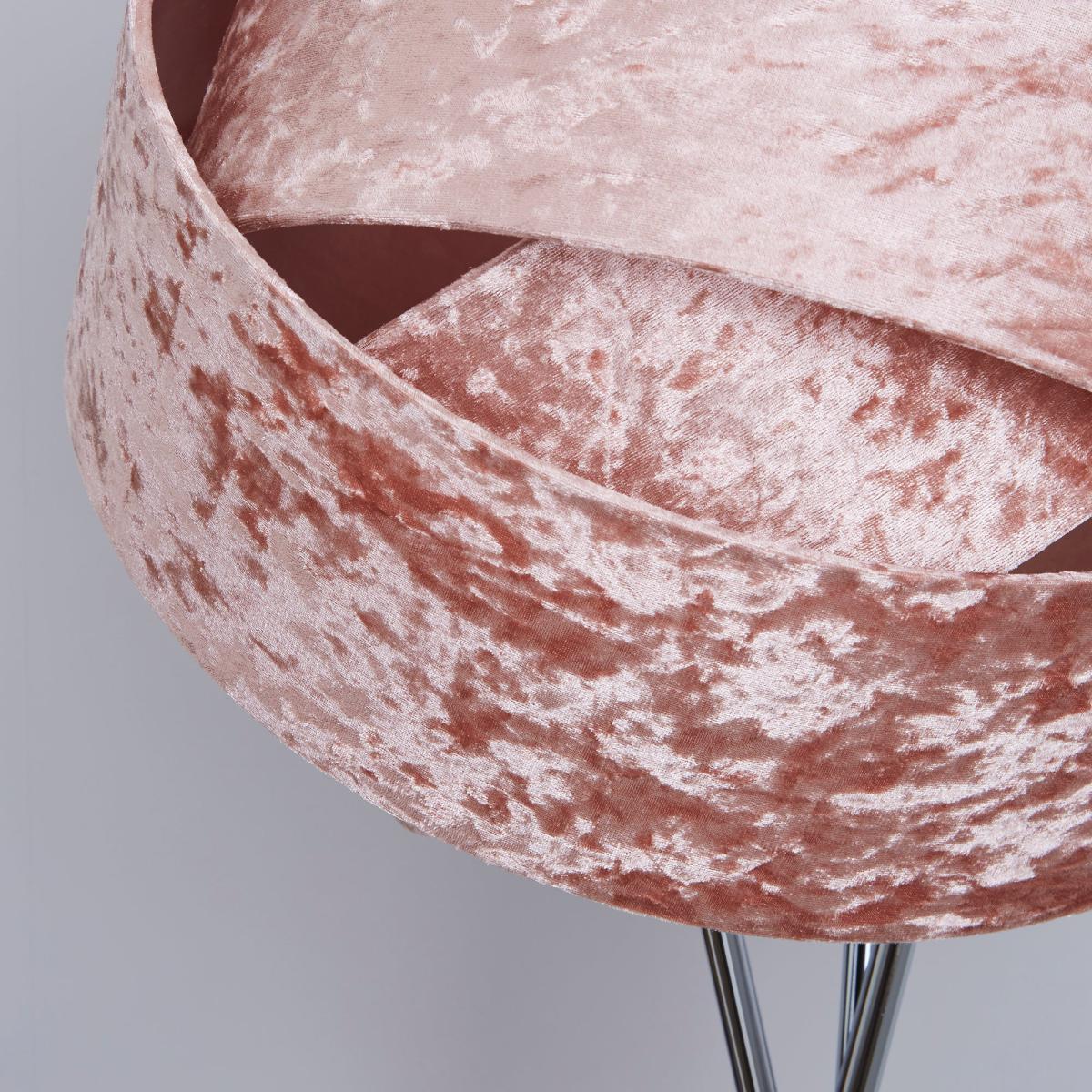 Harley Crushed Velvet Blush Floor Lamp Pink and Silver – image 3