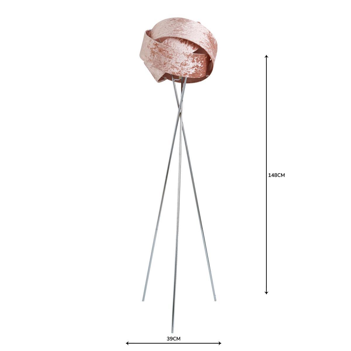 Harley Crushed Velvet Blush Floor Lamp Pink and Silver – image 6