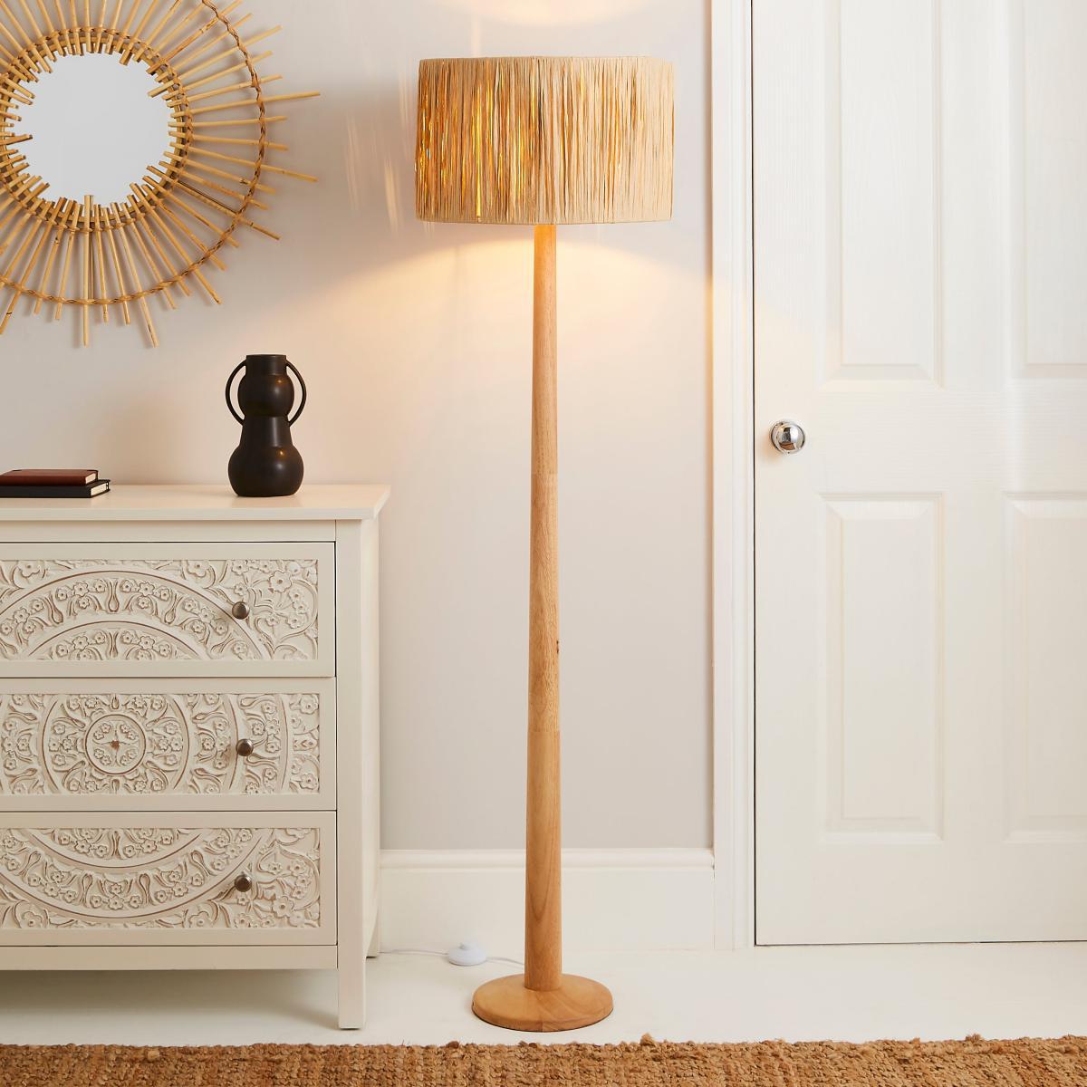 Ruolan Raffia Floor Lamp Brown – image 1