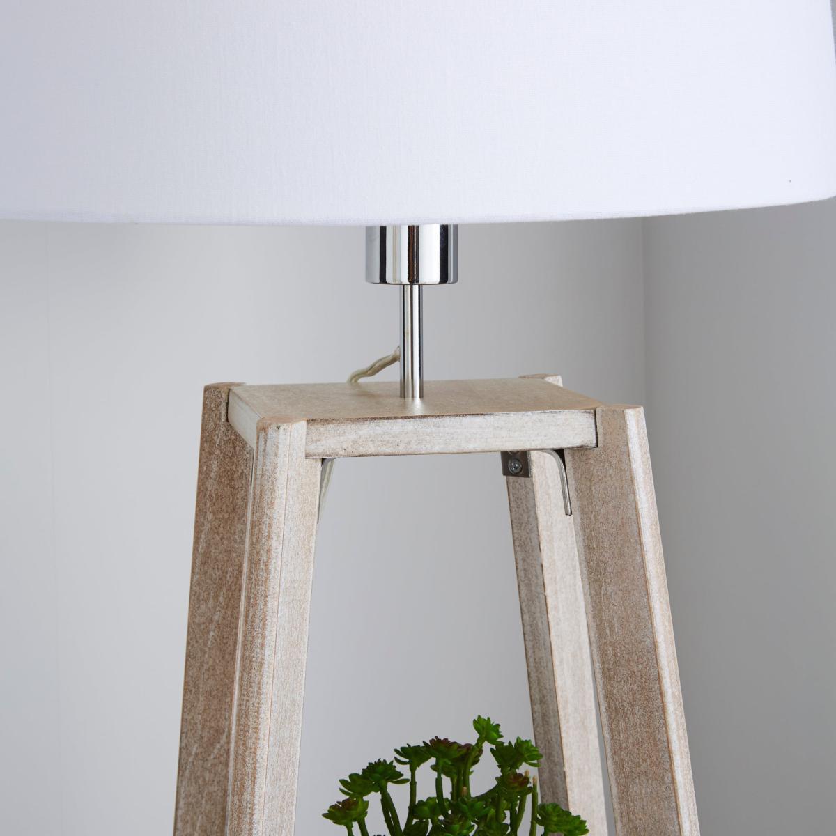 Beaumont Plant Stand Natural Wood Floor Lamp Grey – image 4