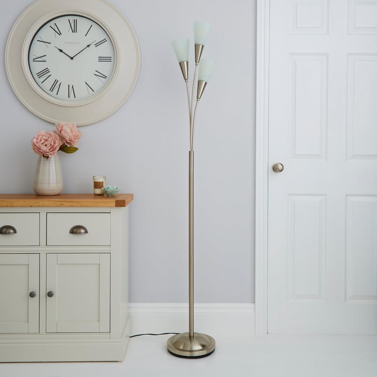 Marble Glass Satin Nickel Floor Lamp Silver – image 2