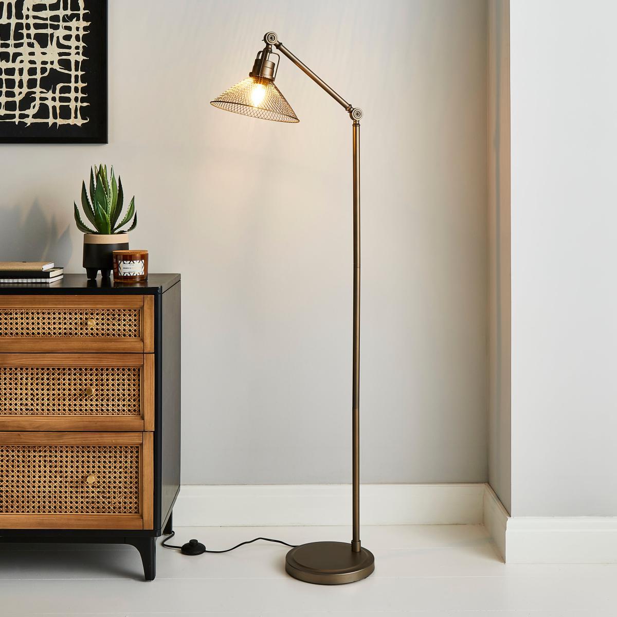 Nicholas Industrial Floor Lamp Pewter – image 1