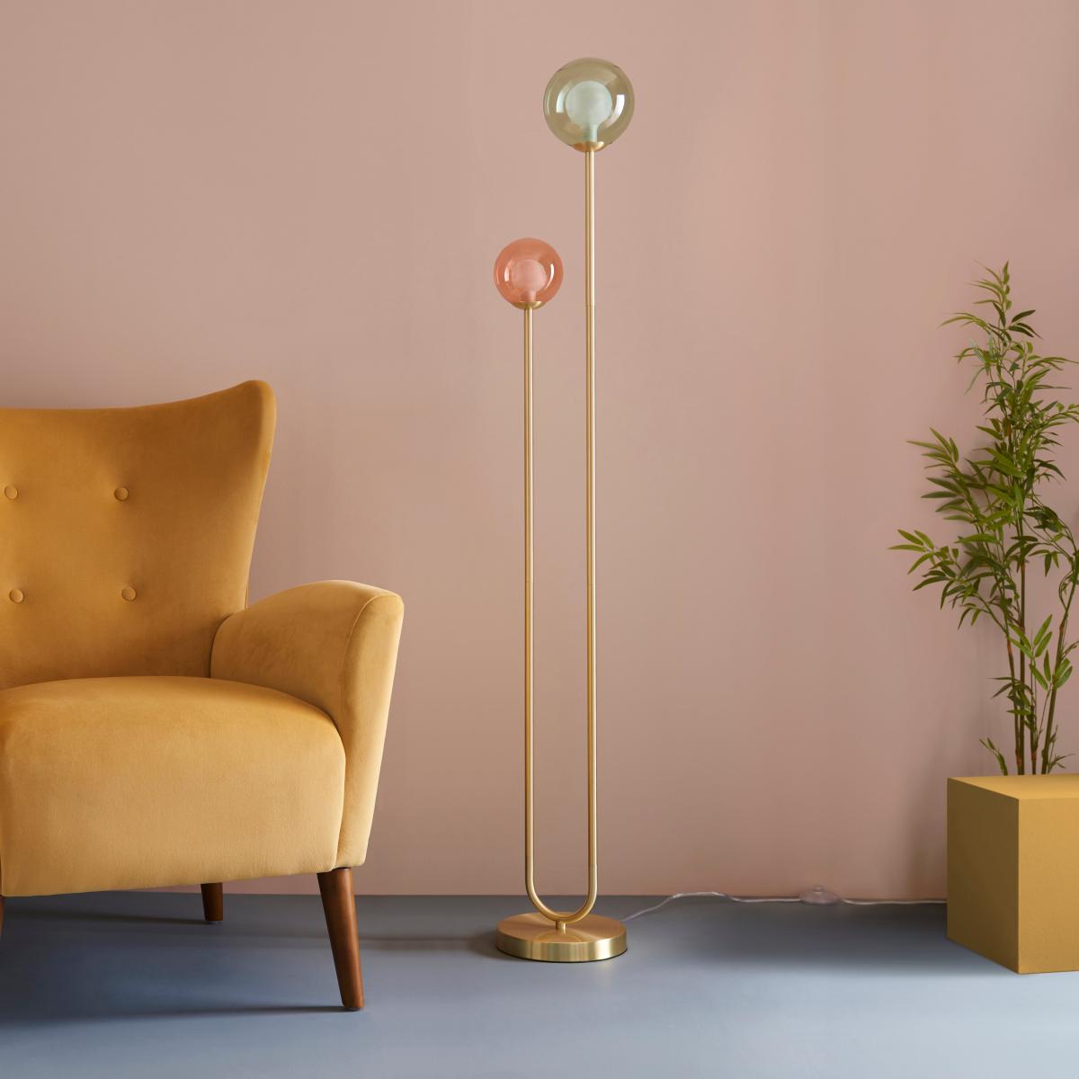 Eliza 2 Light Glass Floor Lamp MultiColoured – image 1
