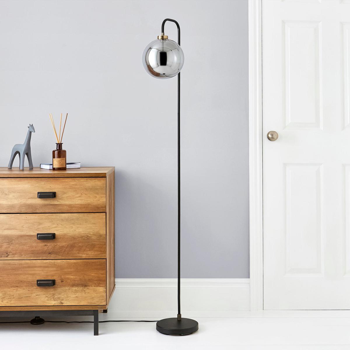 Tanner Black and Glass Floor Lamp Black – image 2