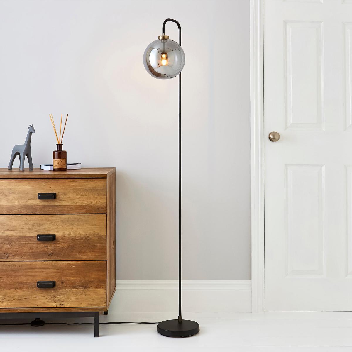 Tanner Black and Glass Floor Lamp Black – image 1
